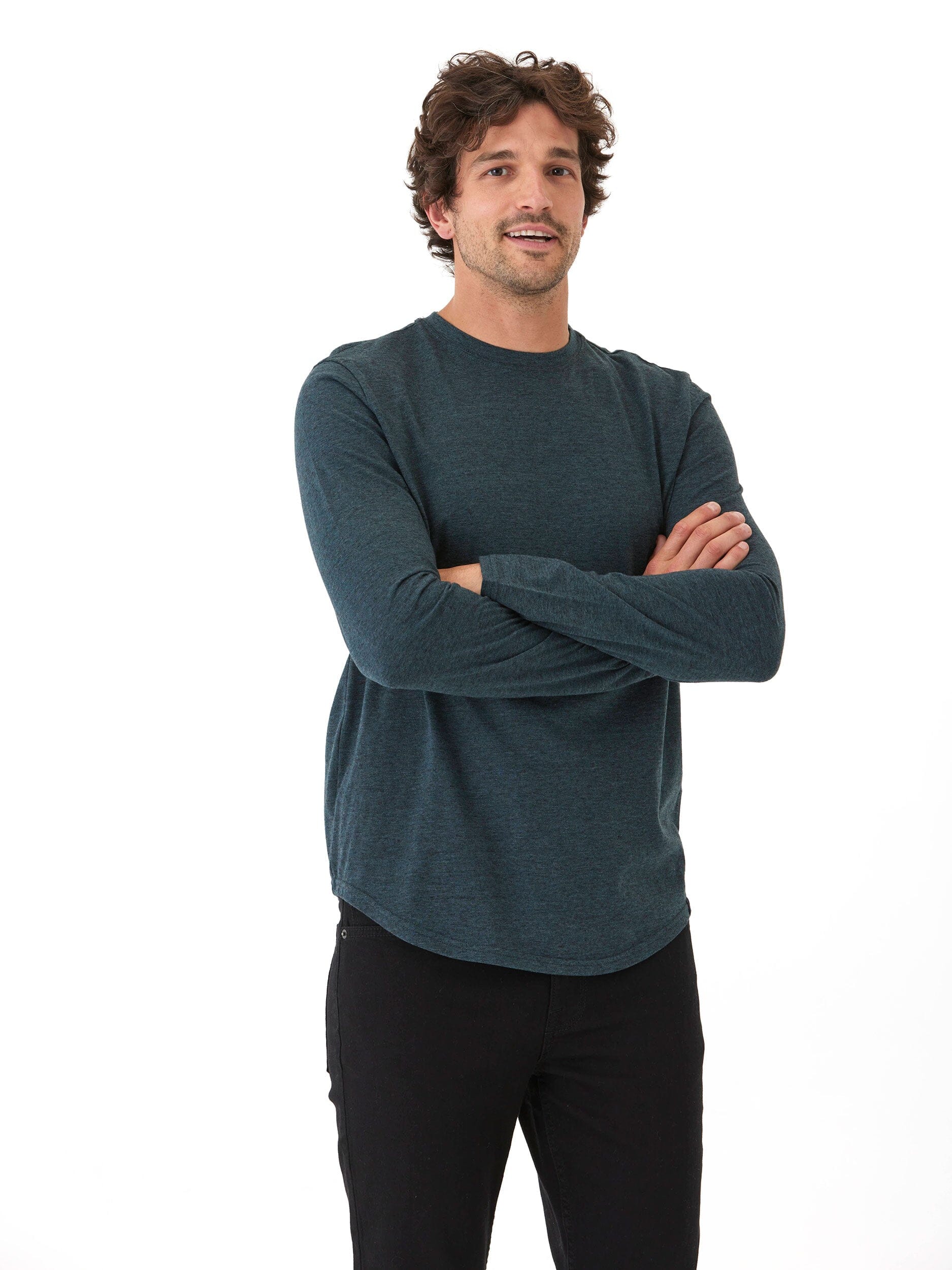 Black Fleck Triblend Long Sleeve Crew Neck Tee