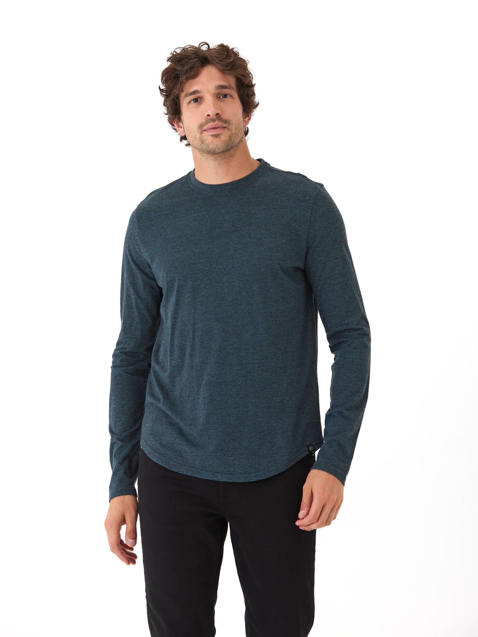 Black Fleck Triblend Long Sleeve Crew Neck Tee