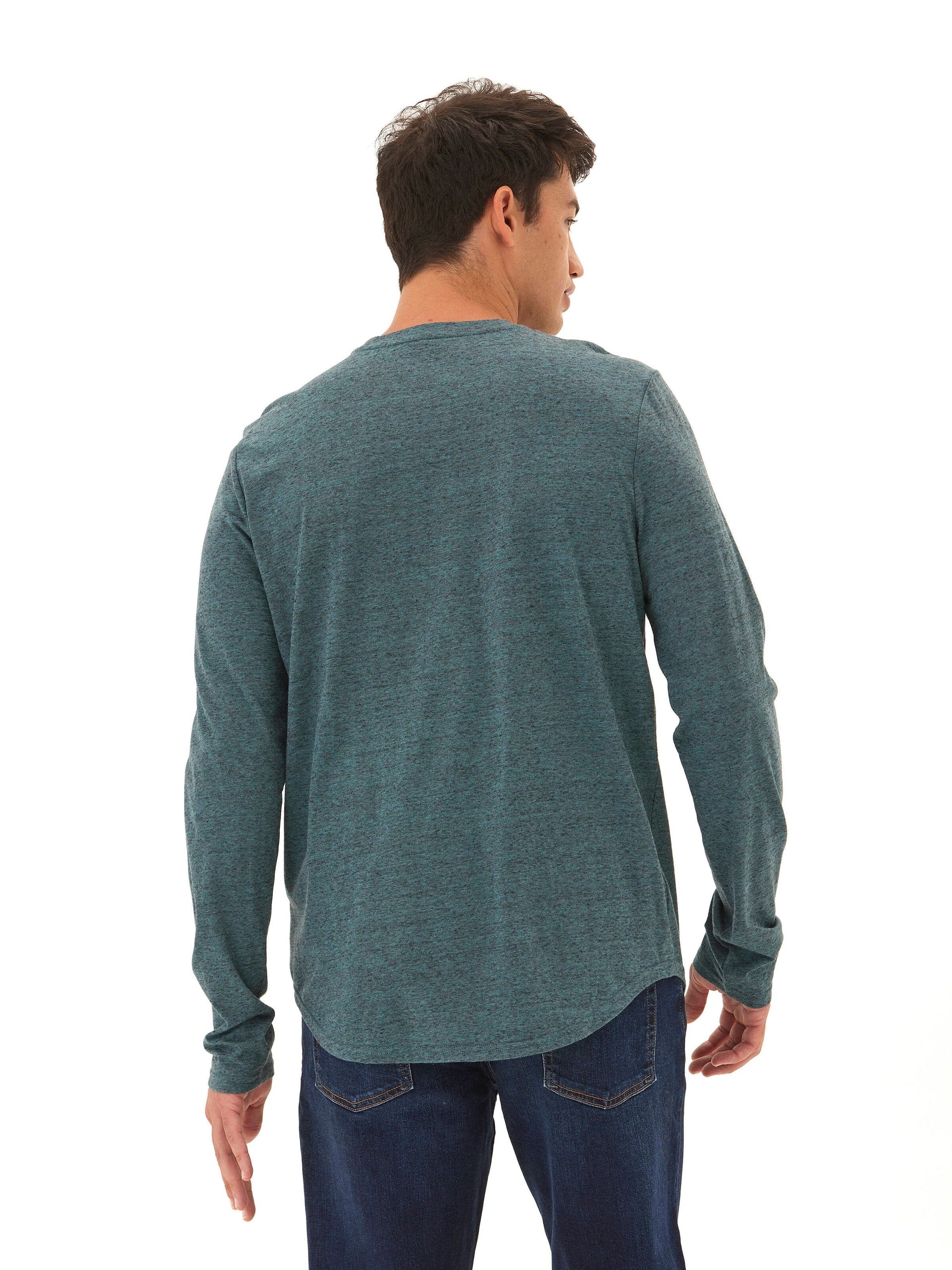 Black Fleck Triblend Long Sleeve Crew Neck Tee