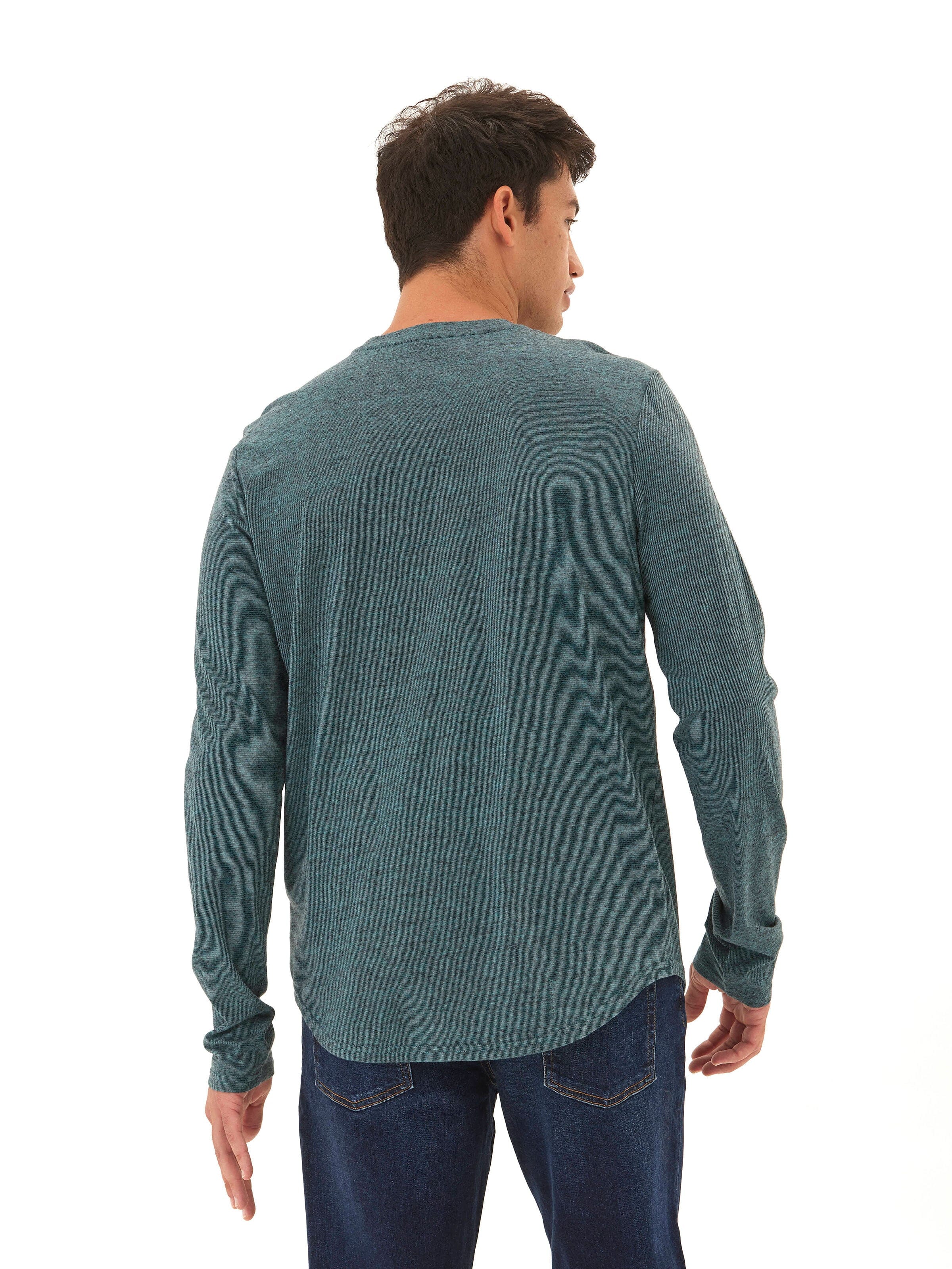 Black Fleck Triblend Long Sleeve Crew Neck Tee