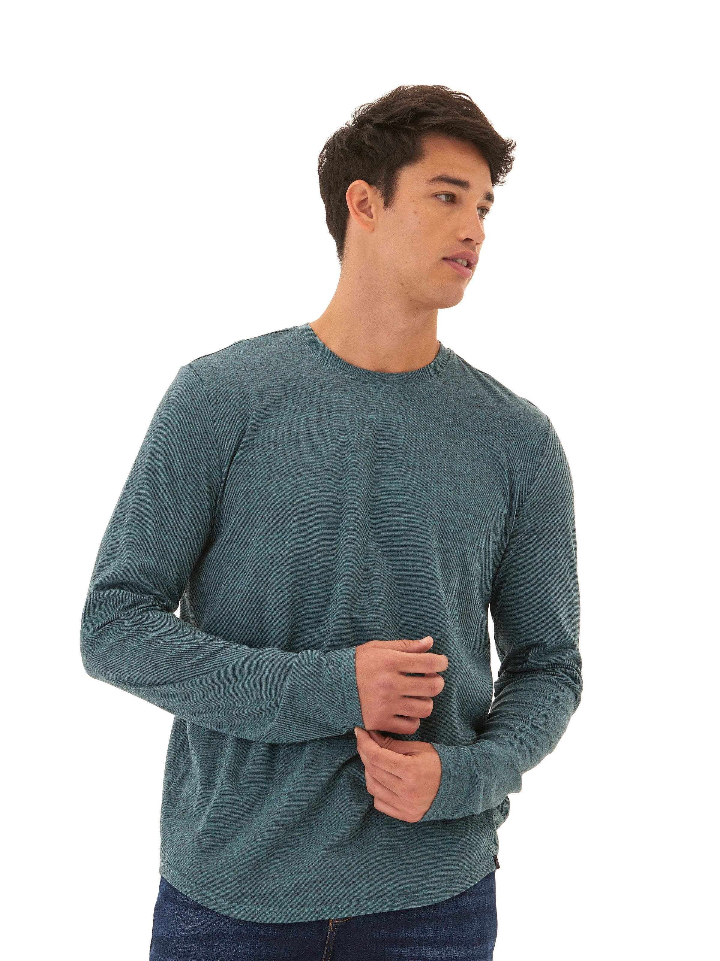 Black Fleck Triblend Long Sleeve Crew Neck Tee