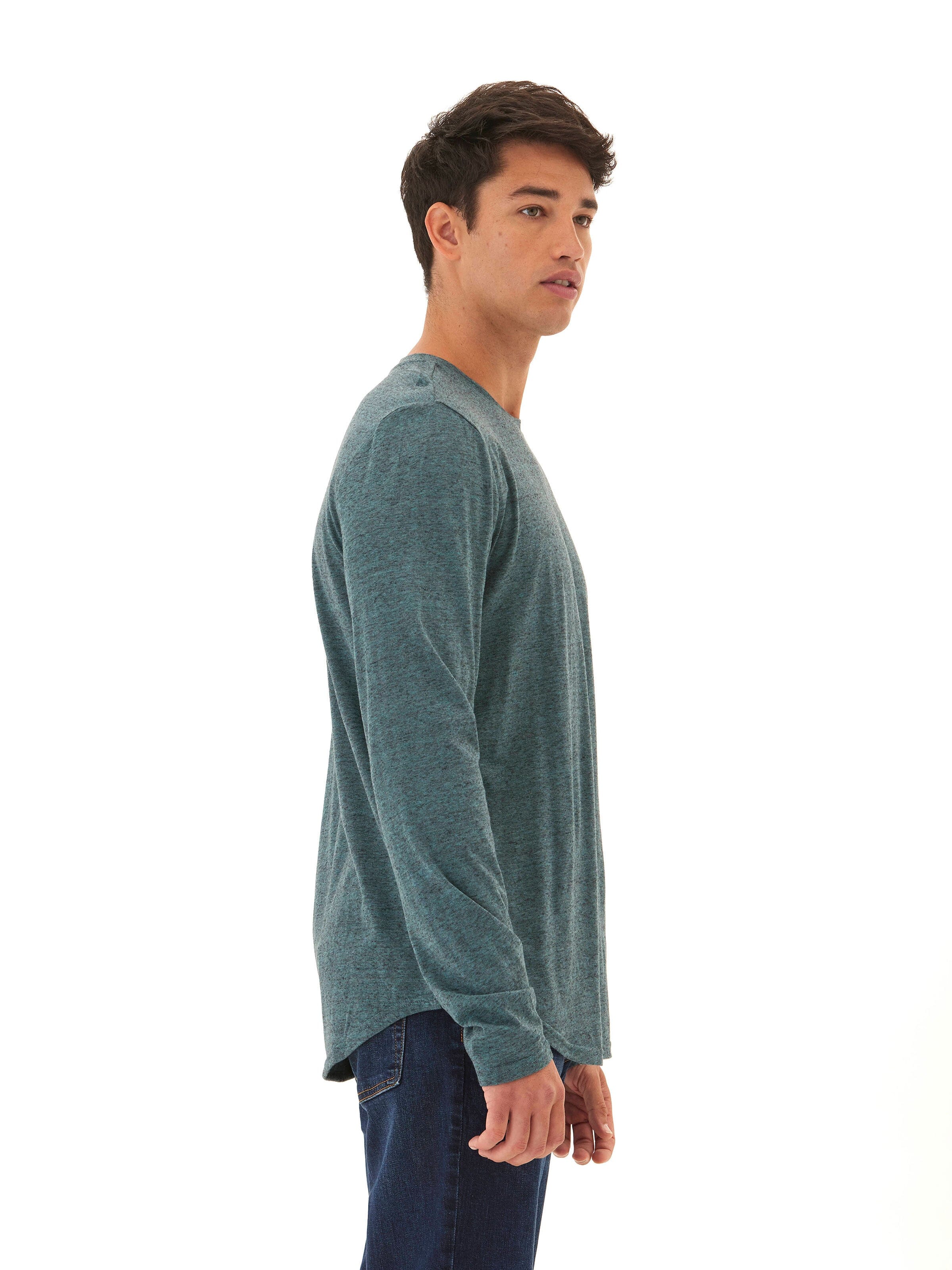 Black Fleck Triblend Long Sleeve Crew Neck Tee