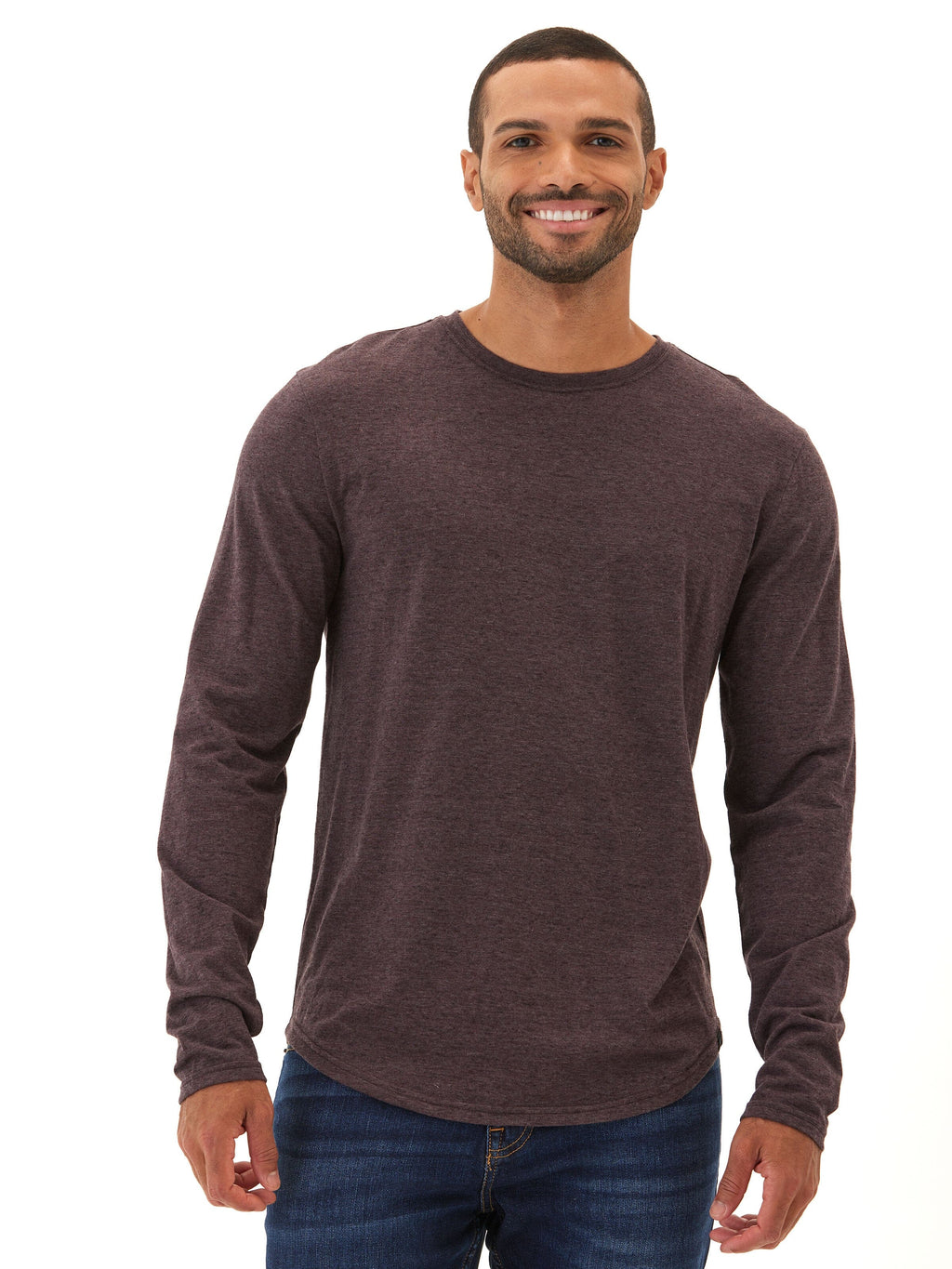 Black Fleck long sleeve crew neck t-shirt in soft triblend fabric