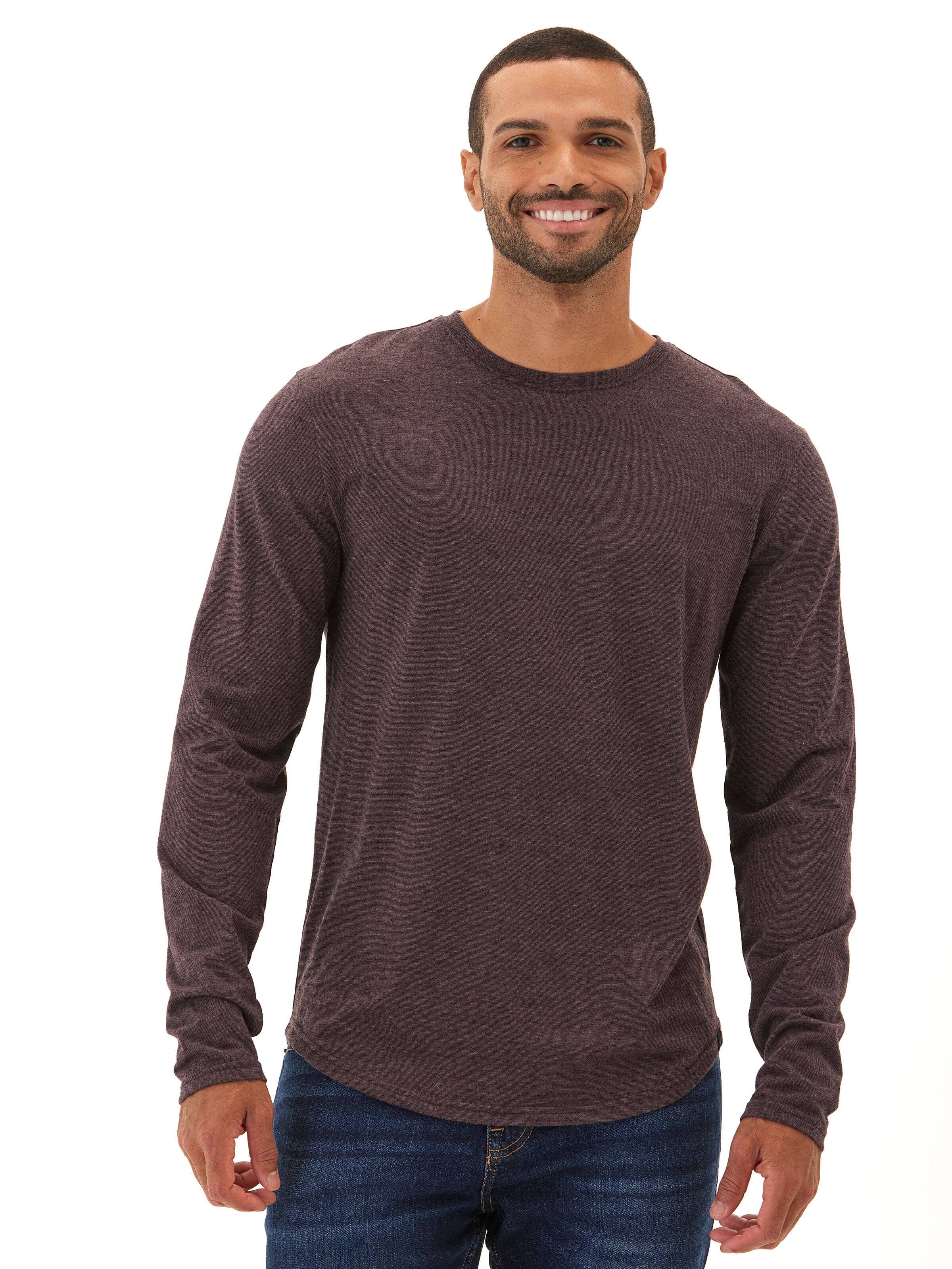 Black Fleck long sleeve crew neck t-shirt in soft triblend fabric