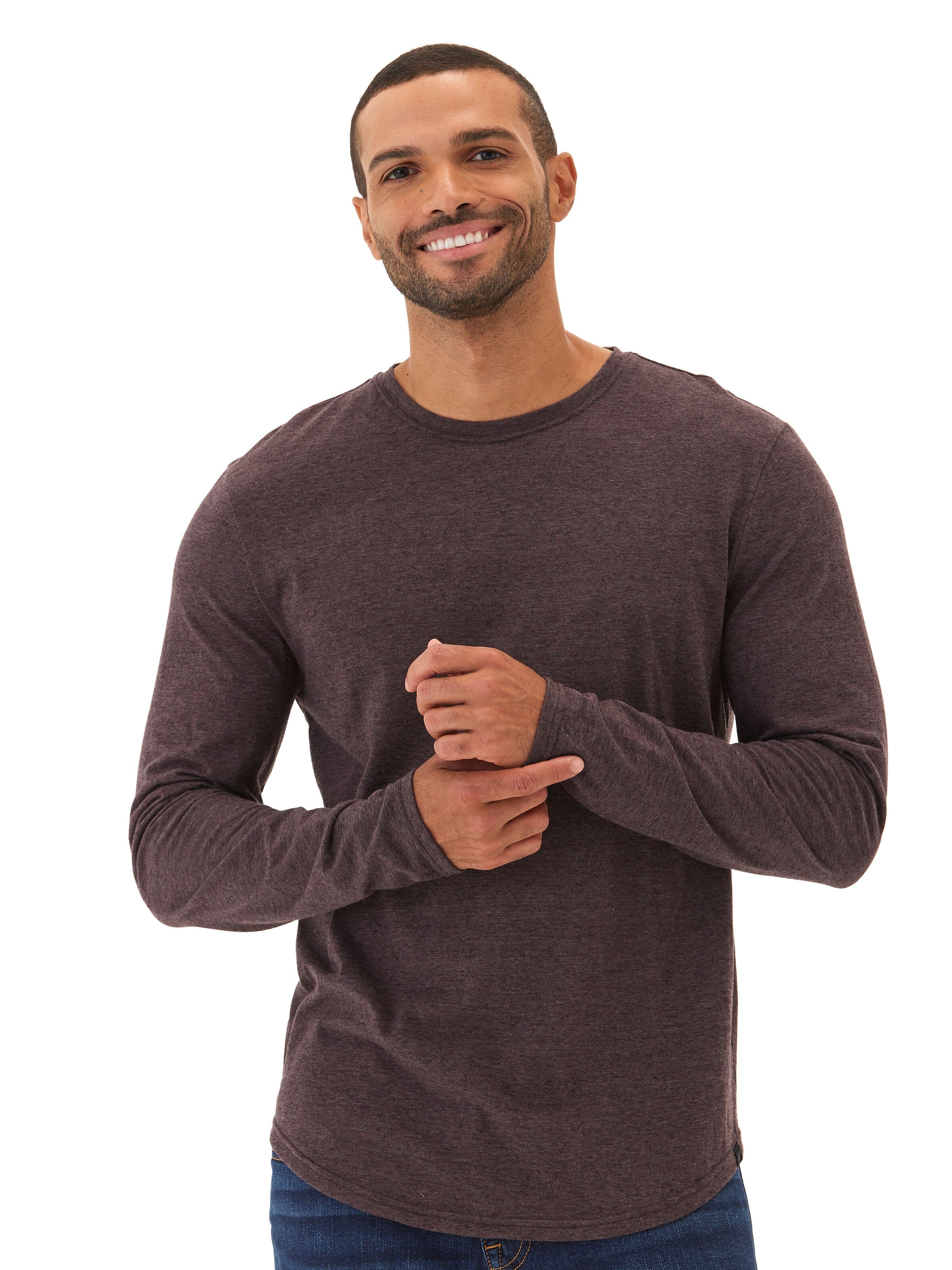 Black Fleck Triblend Long Sleeve Crew Neck T-Shirt