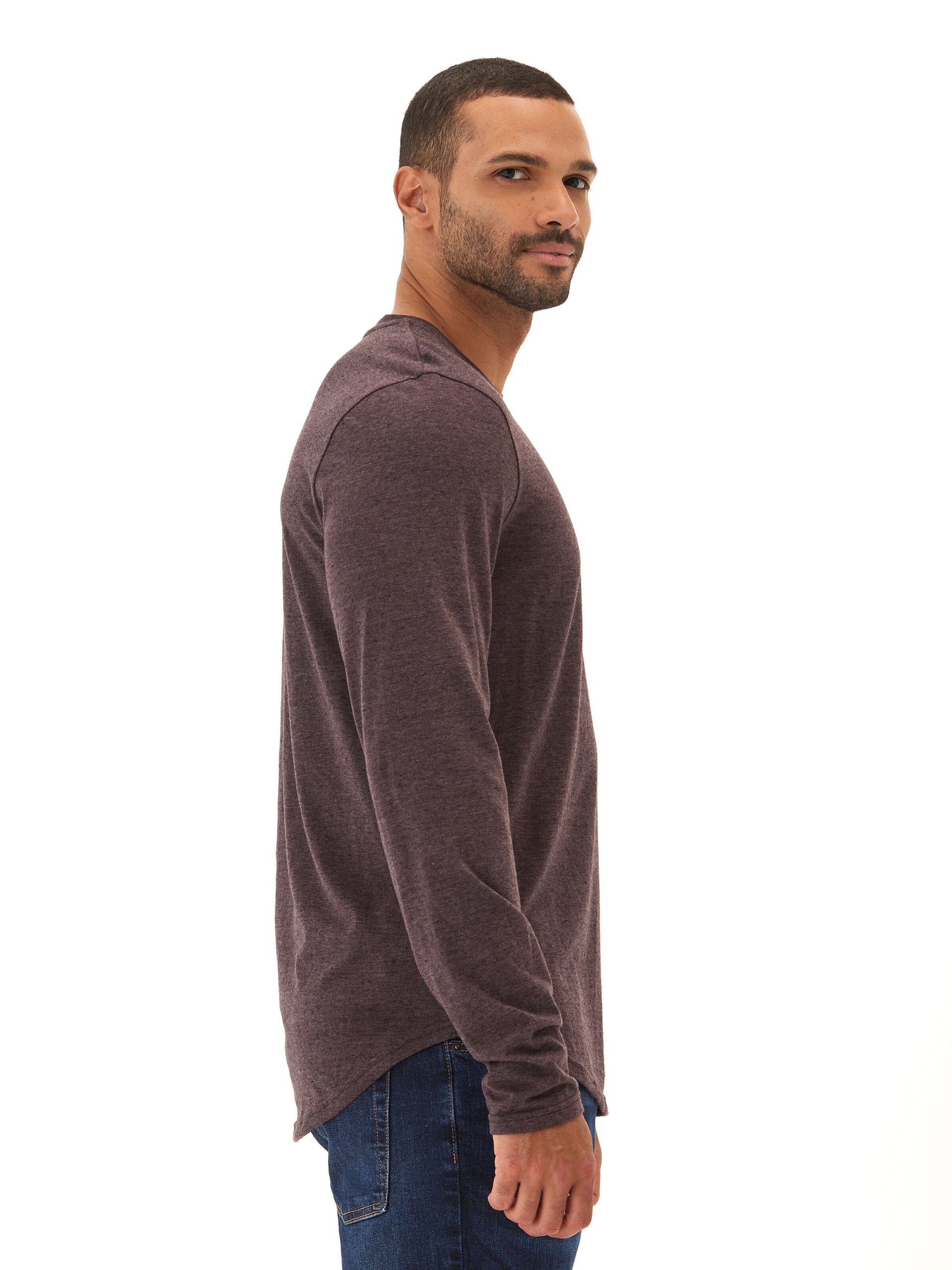 Black Fleck Triblend Long Sleeve Crew Neck T-Shirt