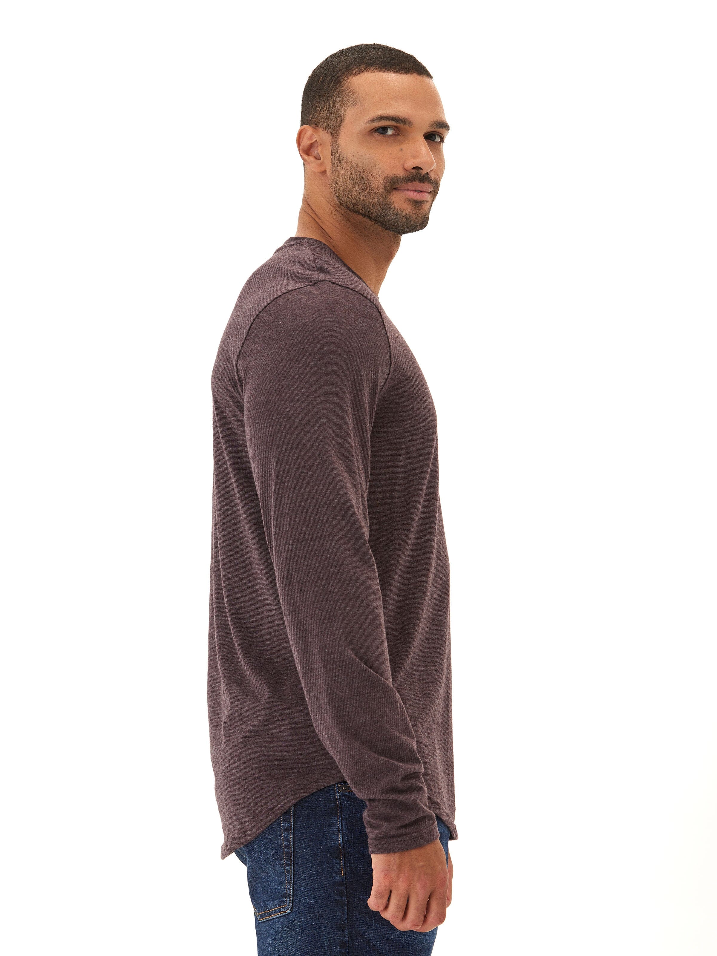 Black Fleck Triblend Long Sleeve Crew Neck T-Shirt