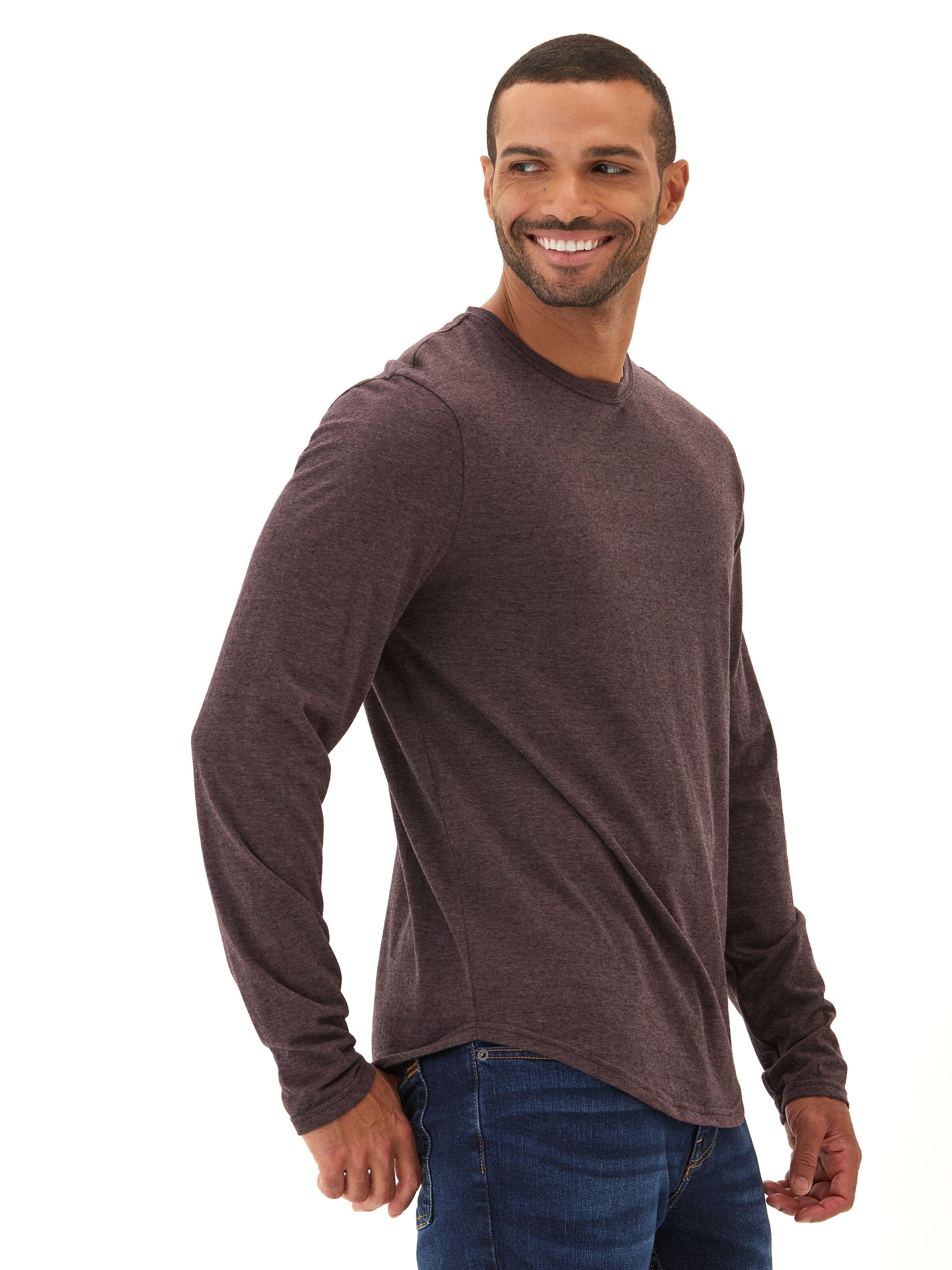 Black Fleck Triblend Long Sleeve Crew Neck T-Shirt