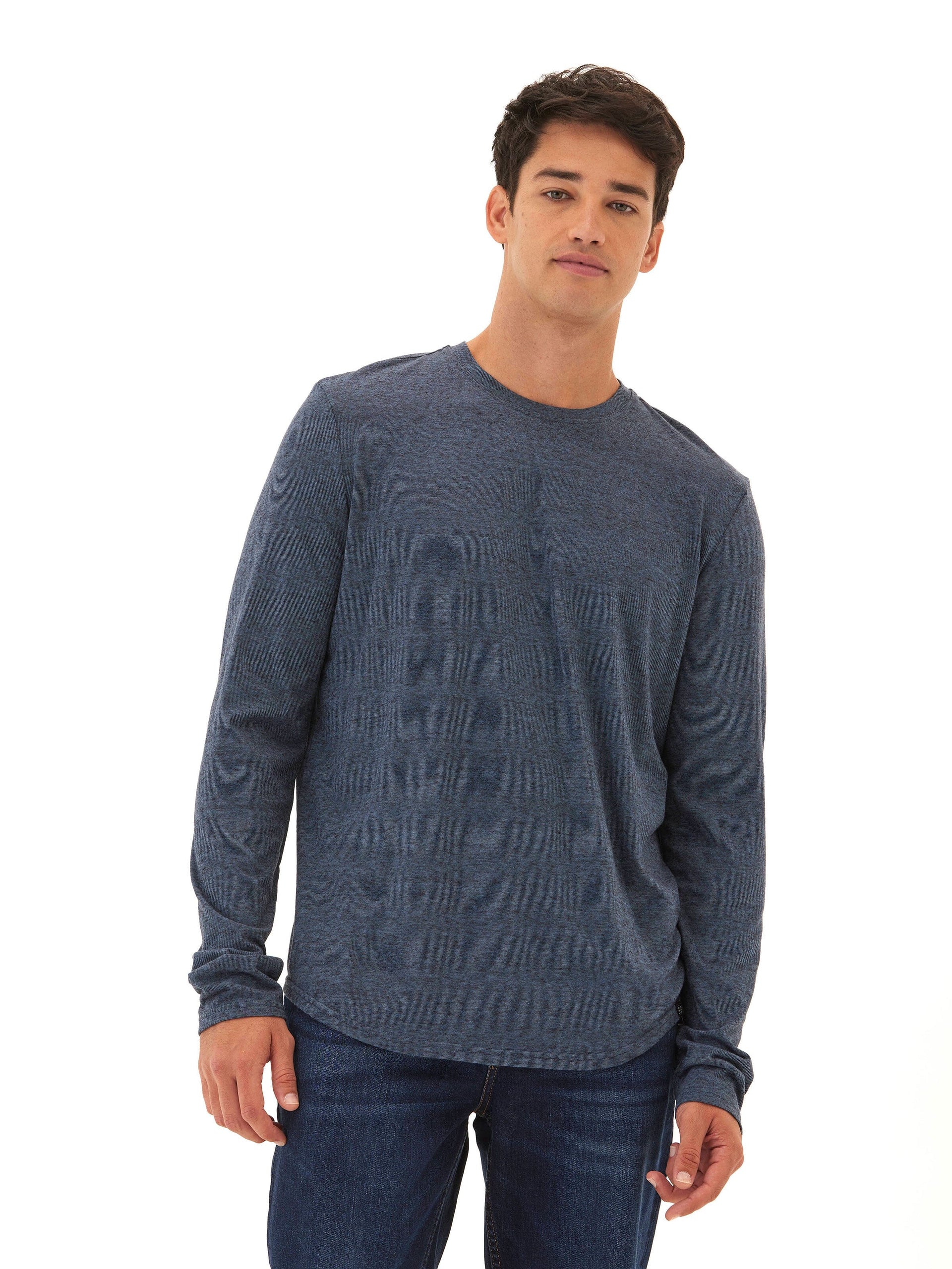 Black Fleck Triblend Long Sleeve Crew Neck Shirt