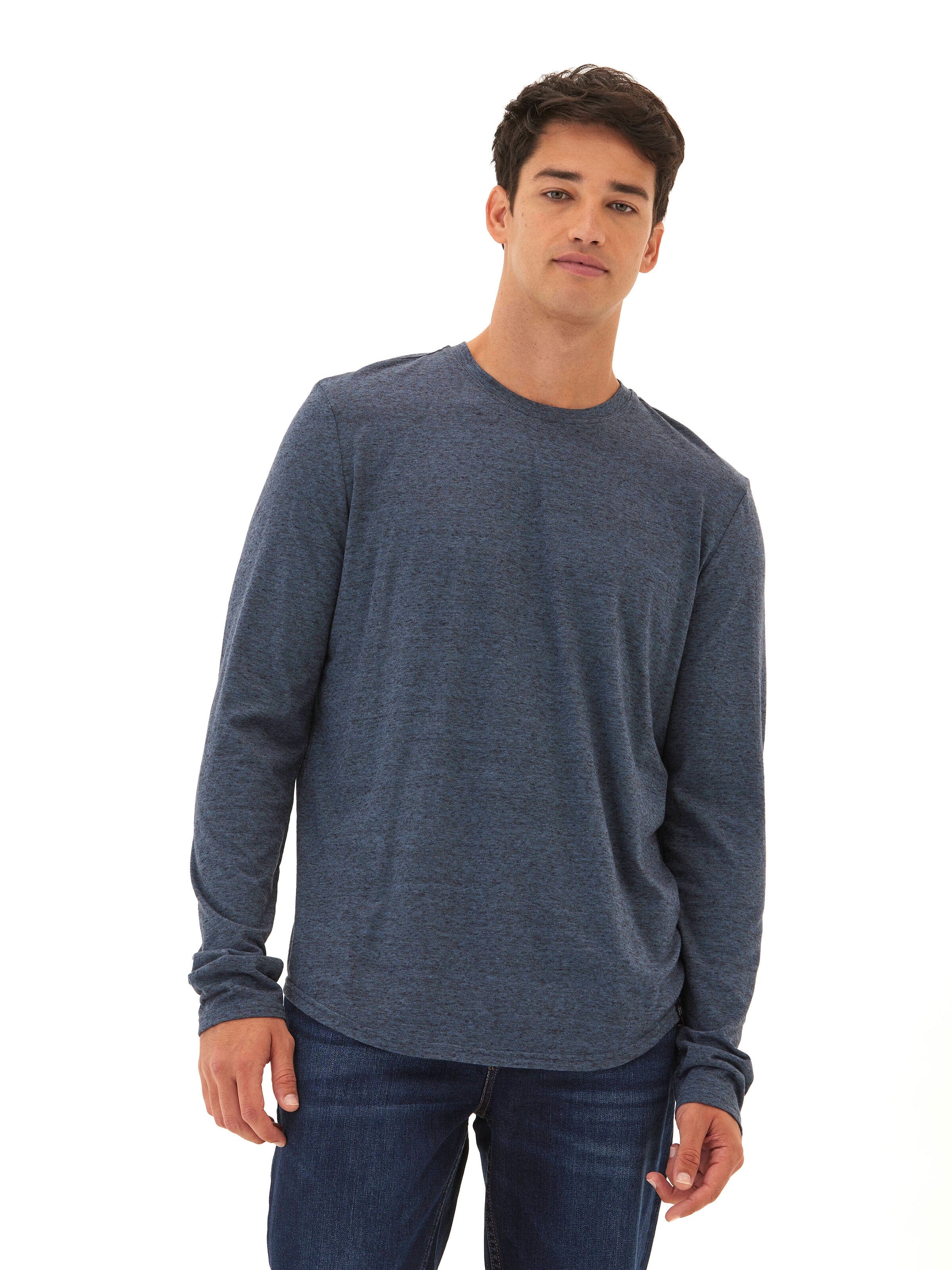 Black Fleck Triblend Long Sleeve Crew Neck Shirt