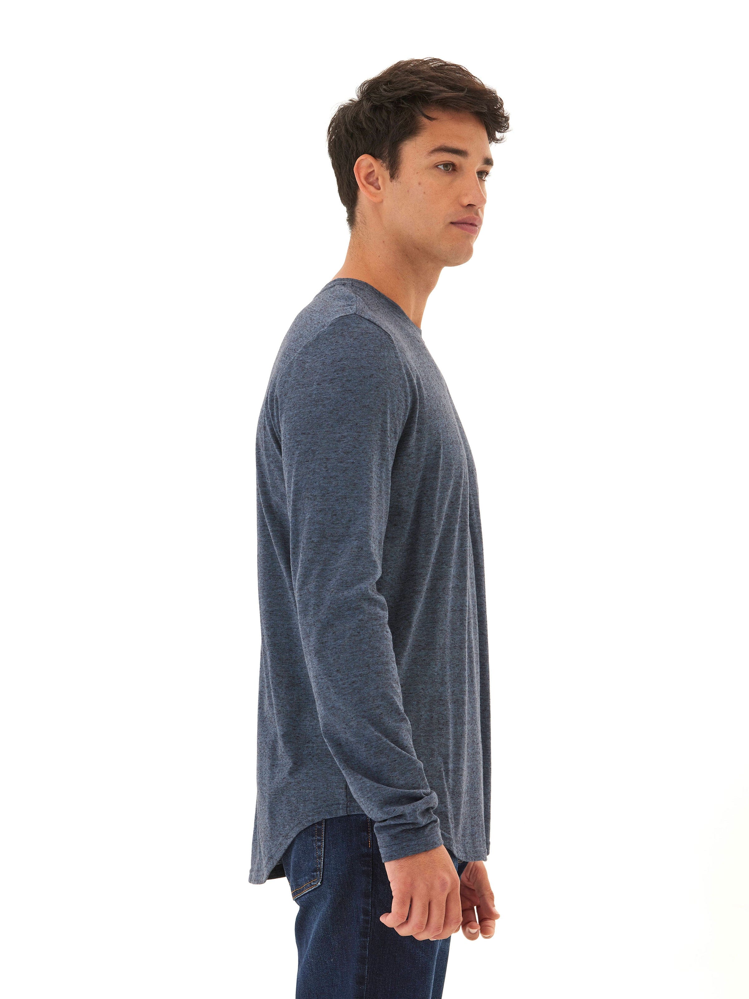 Black Fleck Triblend Long Sleeve Crew Neck Shirt