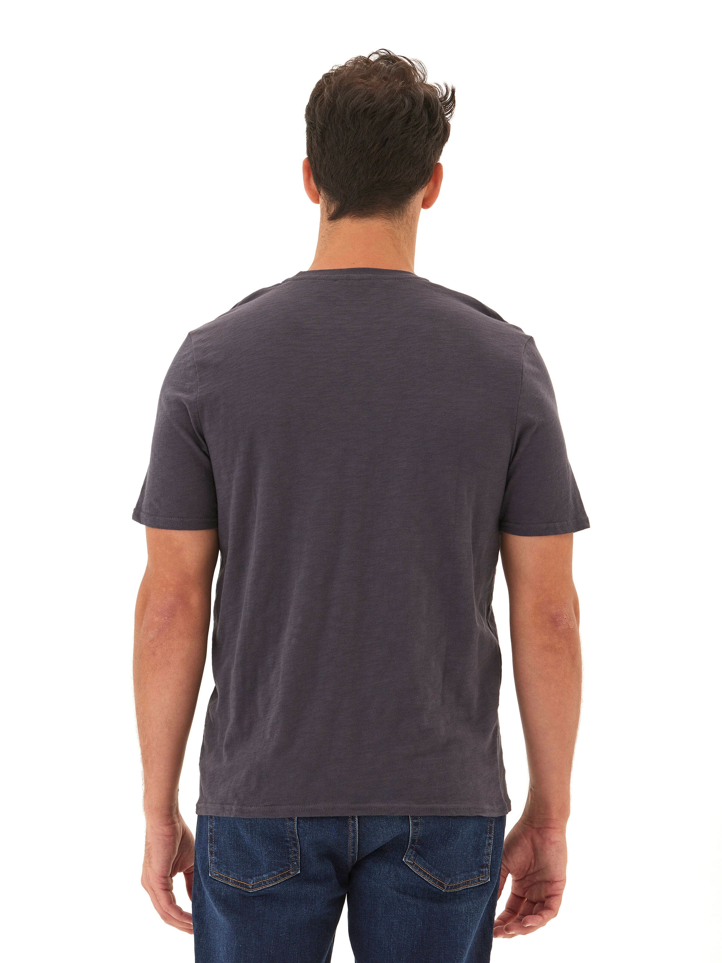 Men's Slub Jersey Crew Neck Pocket Tee in Charcoal Grey