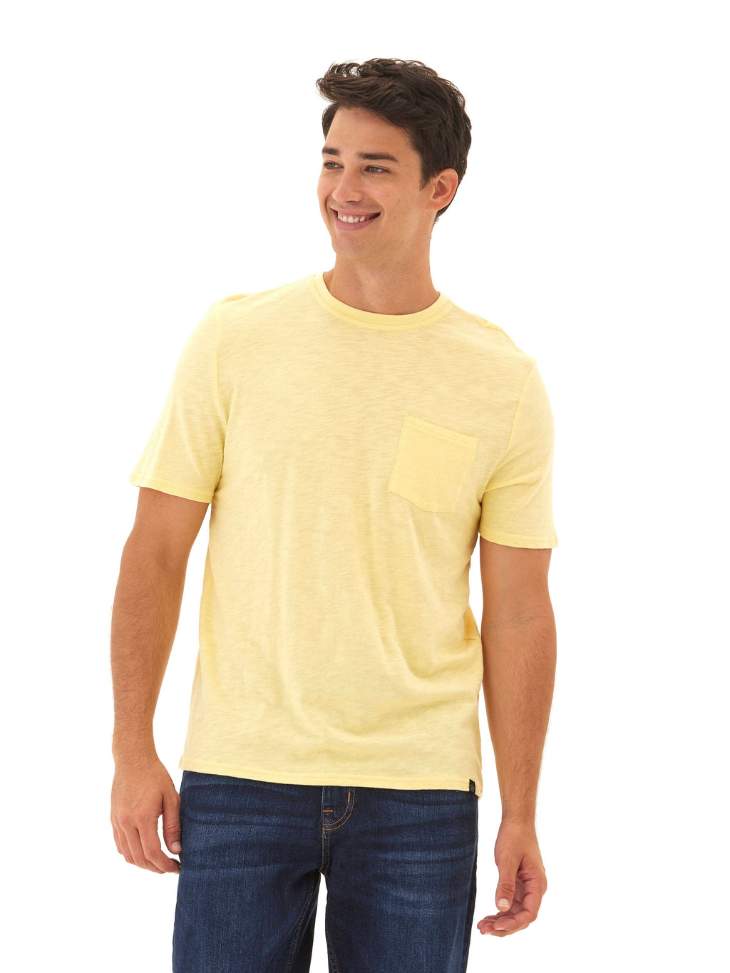 Slub Jersey Crew Neck Pocket Tee in Yellow