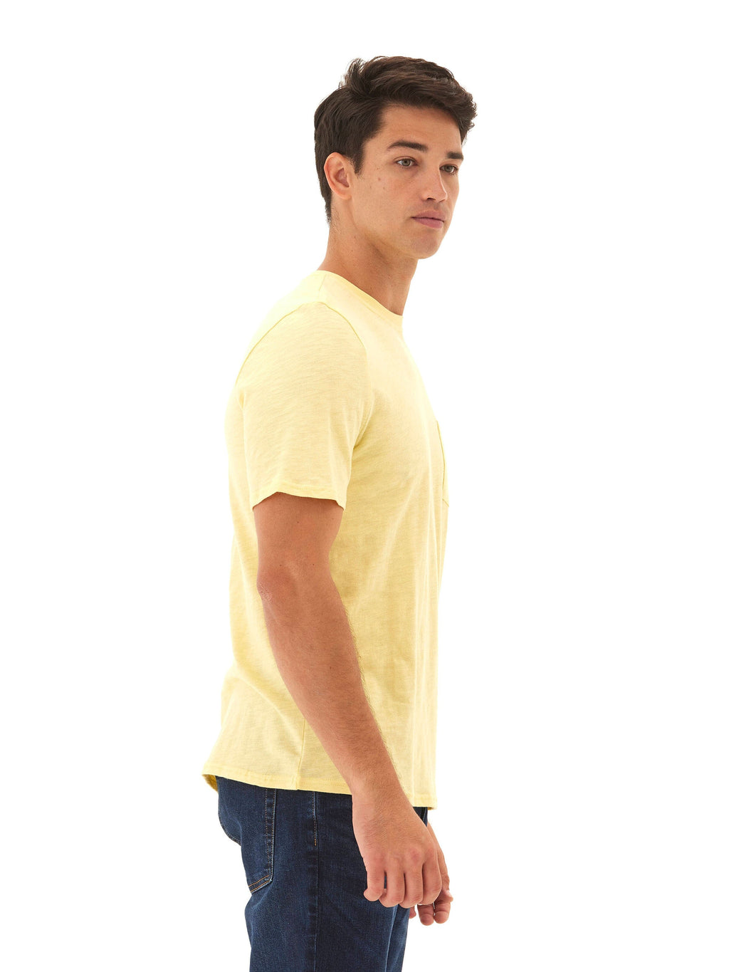 Slub Jersey Crew Neck Pocket Tee in Yellow