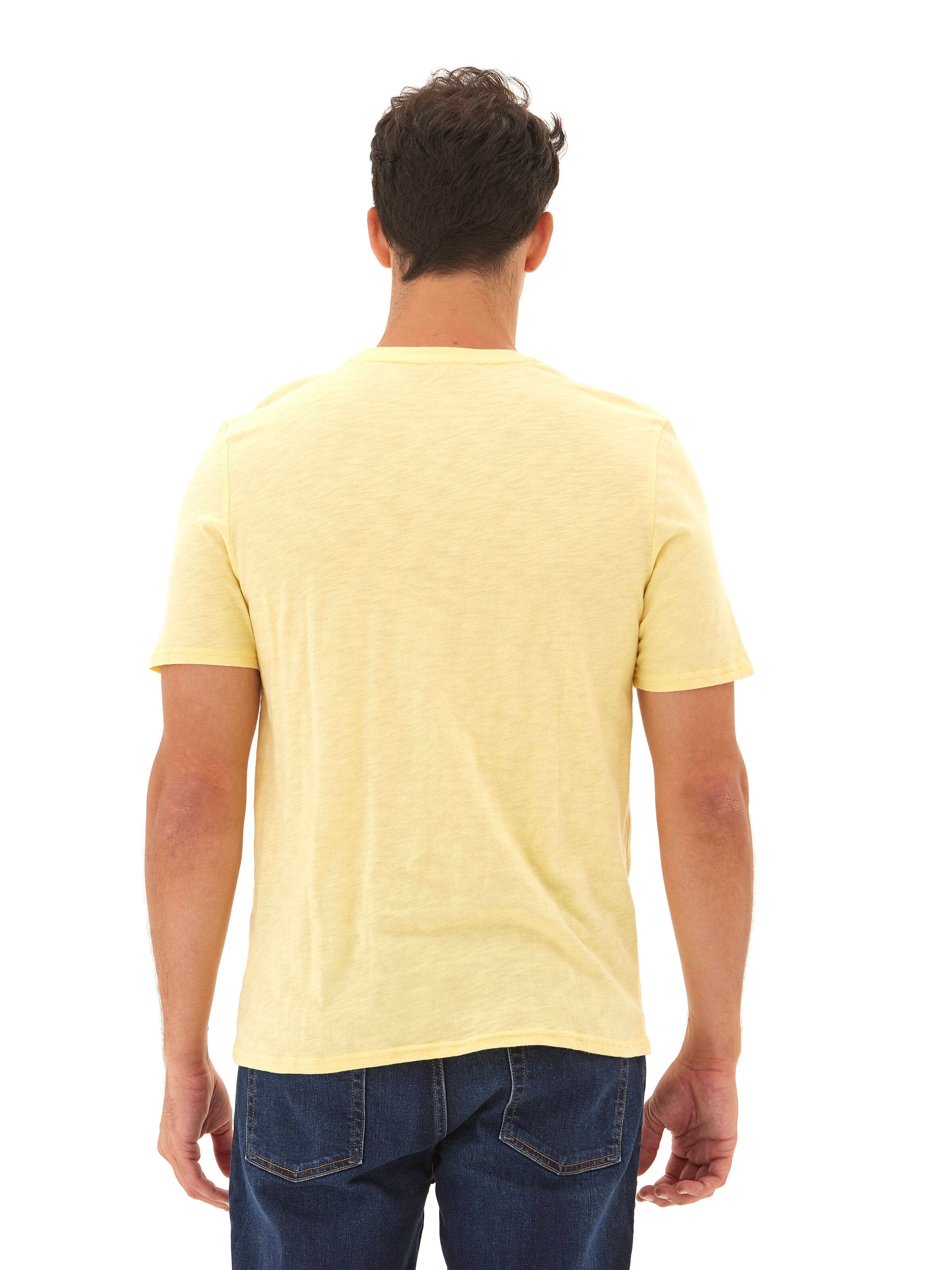 Slub Jersey Crew Neck Pocket Tee in Yellow