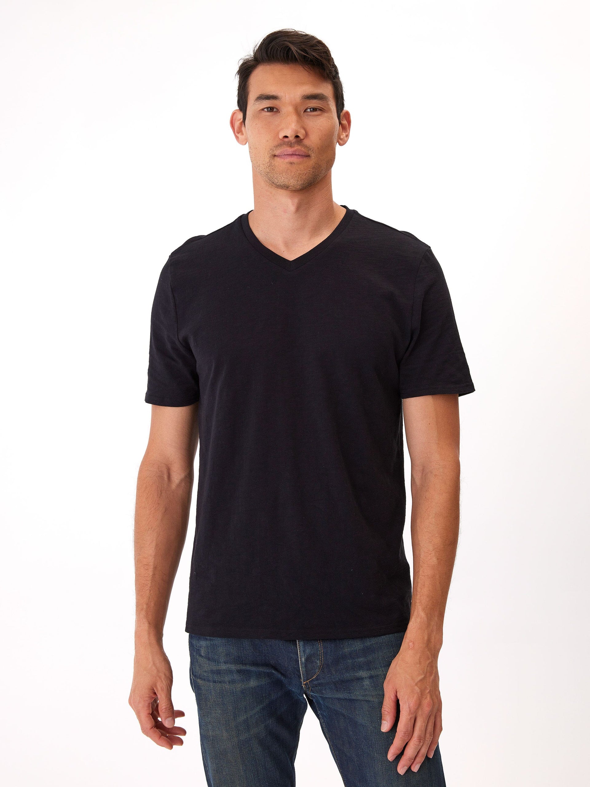 Organic Cotton Slub Jersey V-Neck Tee