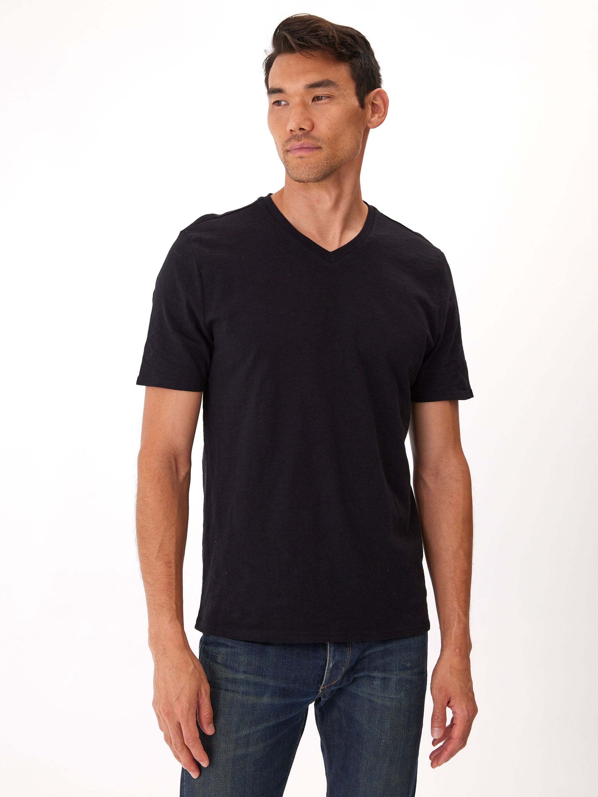 Organic Cotton Slub Jersey V-Neck Tee