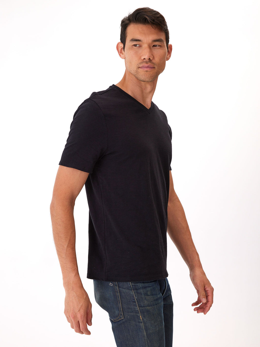 Organic Cotton Slub Jersey V-Neck Tee