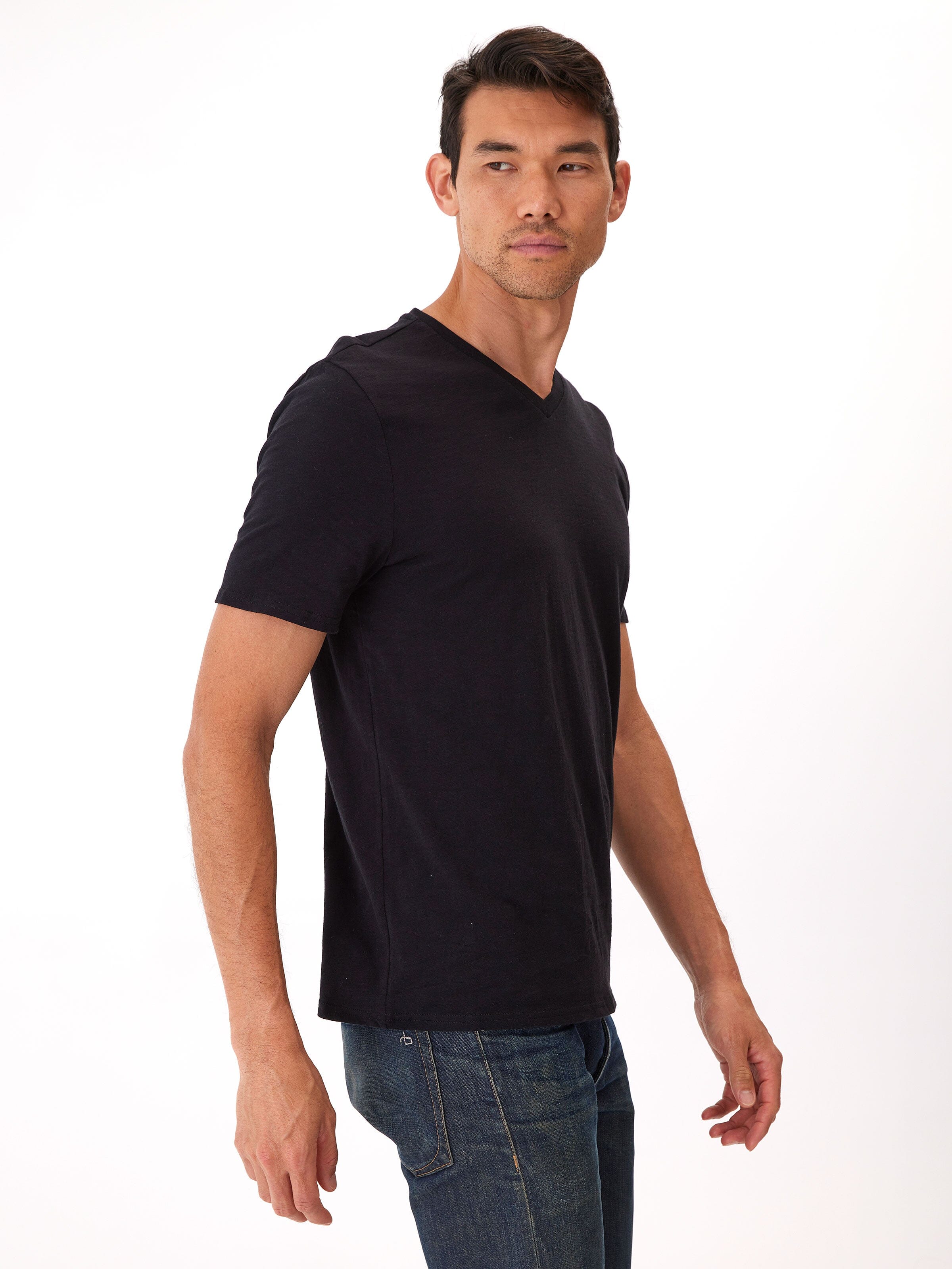 Organic Cotton Slub Jersey V-Neck Tee