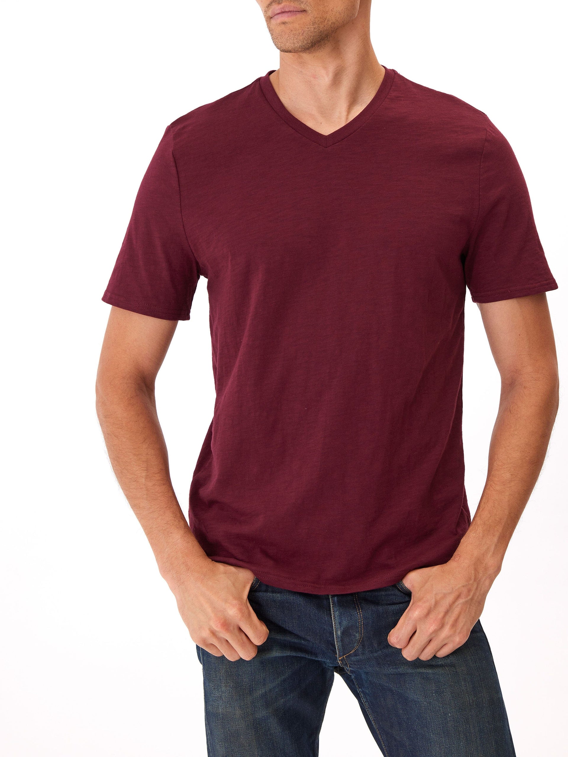 Organic Cotton Slub Jersey V-Neck Tee