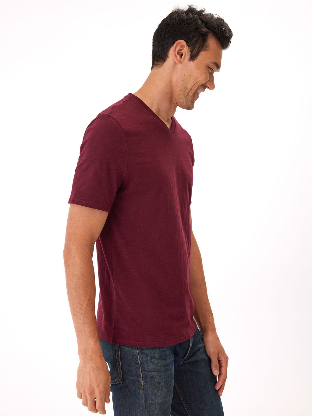 Organic Cotton Slub Jersey V-Neck Tee
