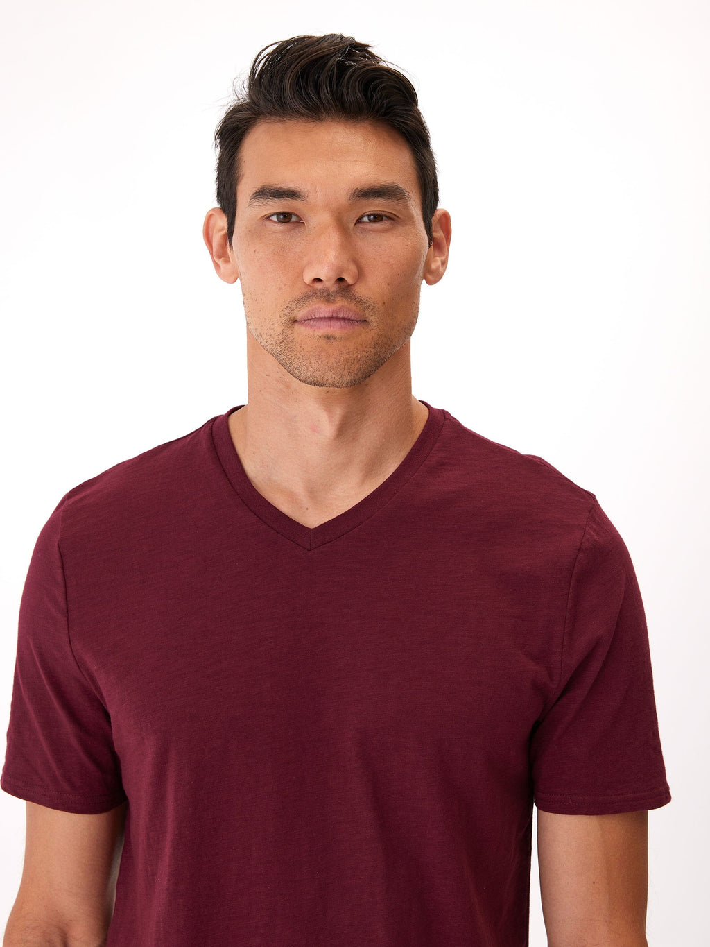 Organic Cotton Slub Jersey V-Neck Tee