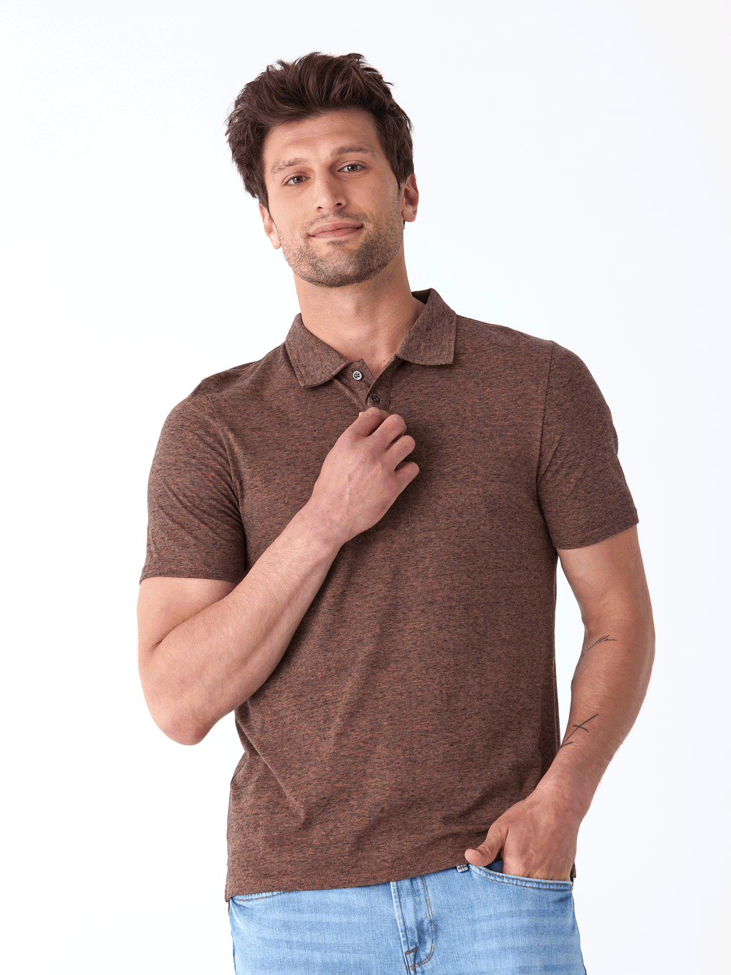Black Fleck Triblend Jersey Polo Shirt - Classic Fit
