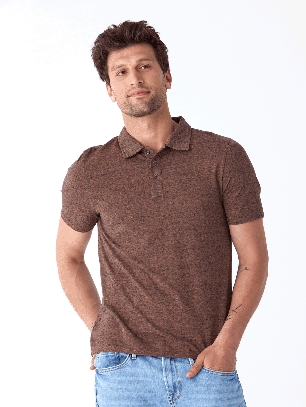 Black Fleck Triblend Jersey Polo Shirt - Classic Fit