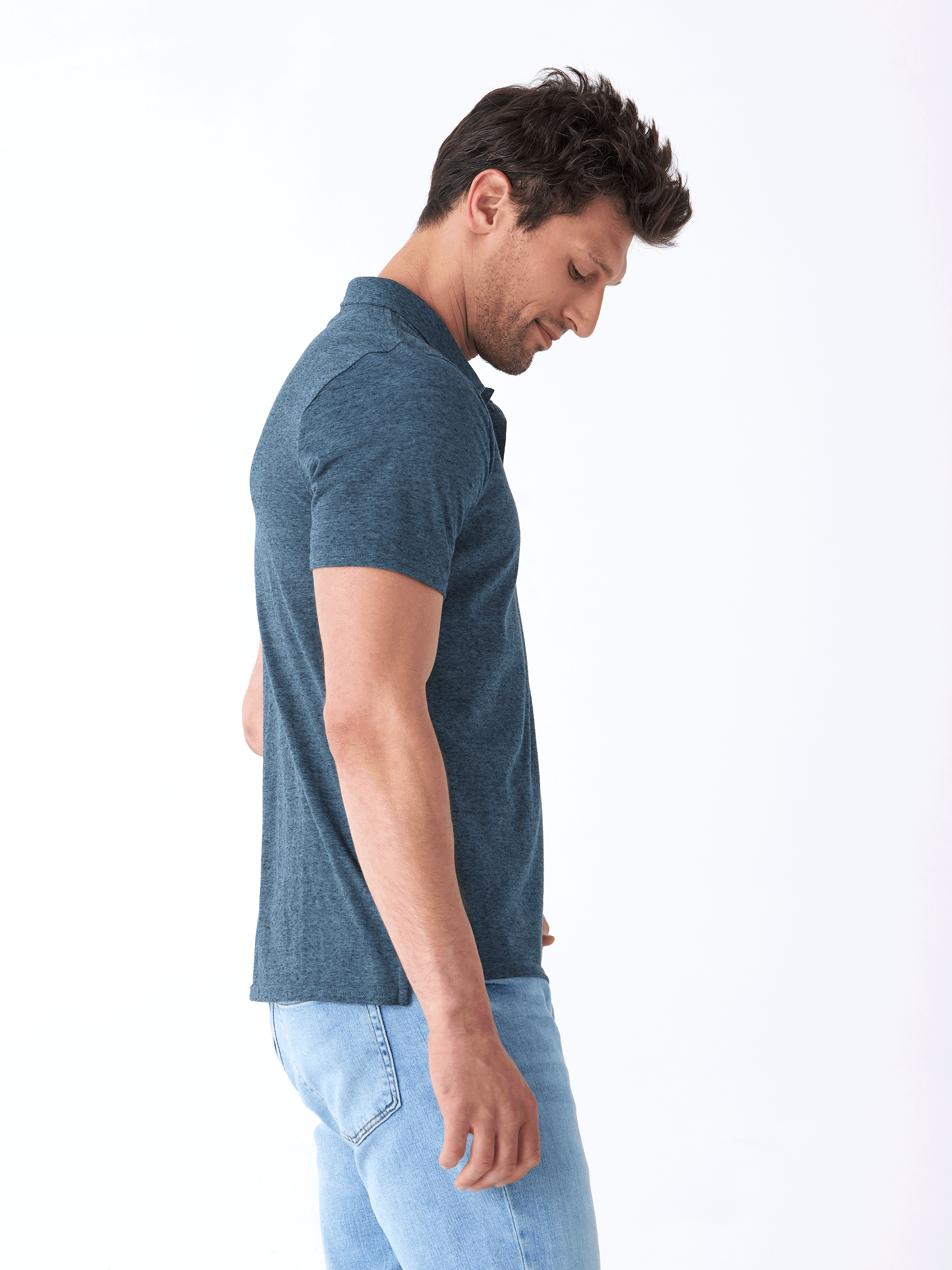 Black Fleck Triblend Jersey Polo - Classic Fit Textured Shirt
