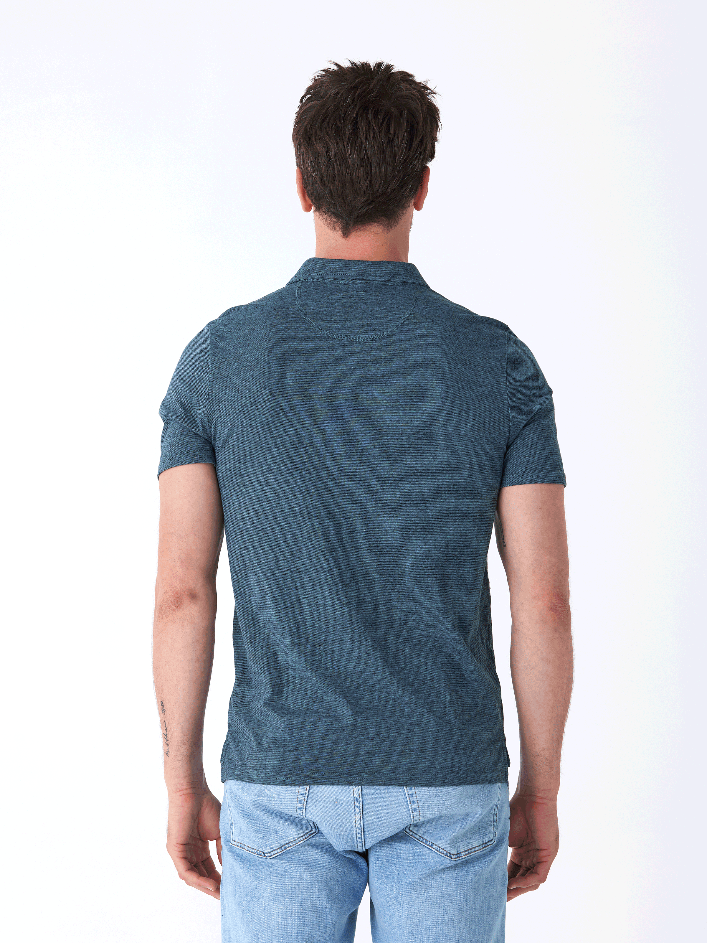 Black Fleck Triblend Jersey Polo - Classic Fit Textured Shirt