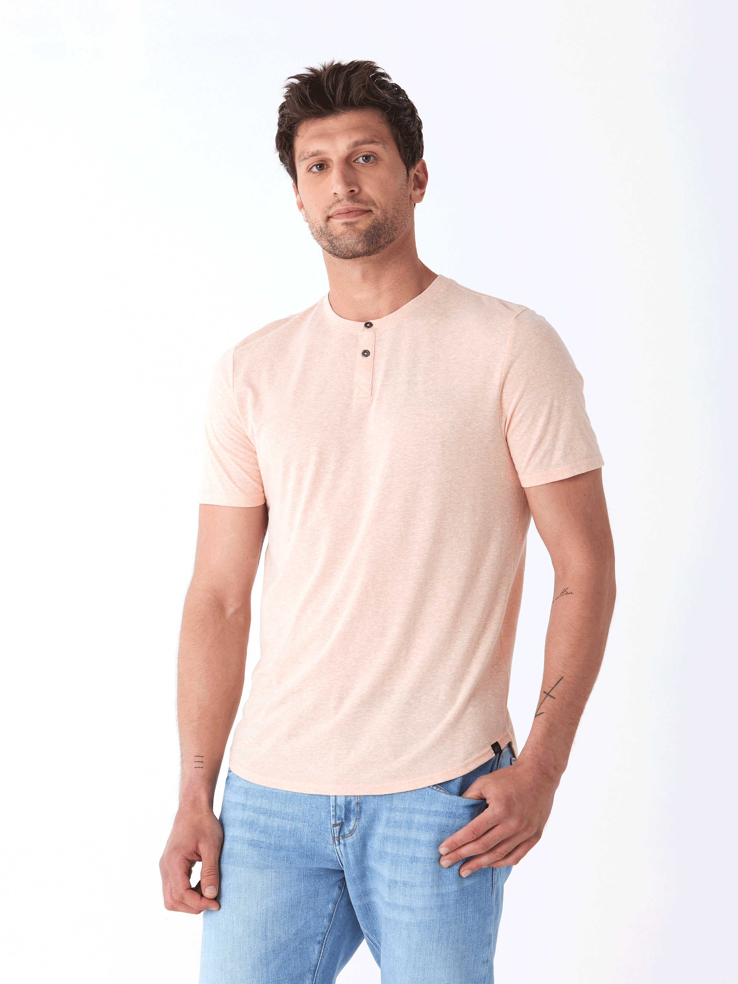Baseline Short Sleeve Triblend Henley Shirt - Classic Comfort Fit