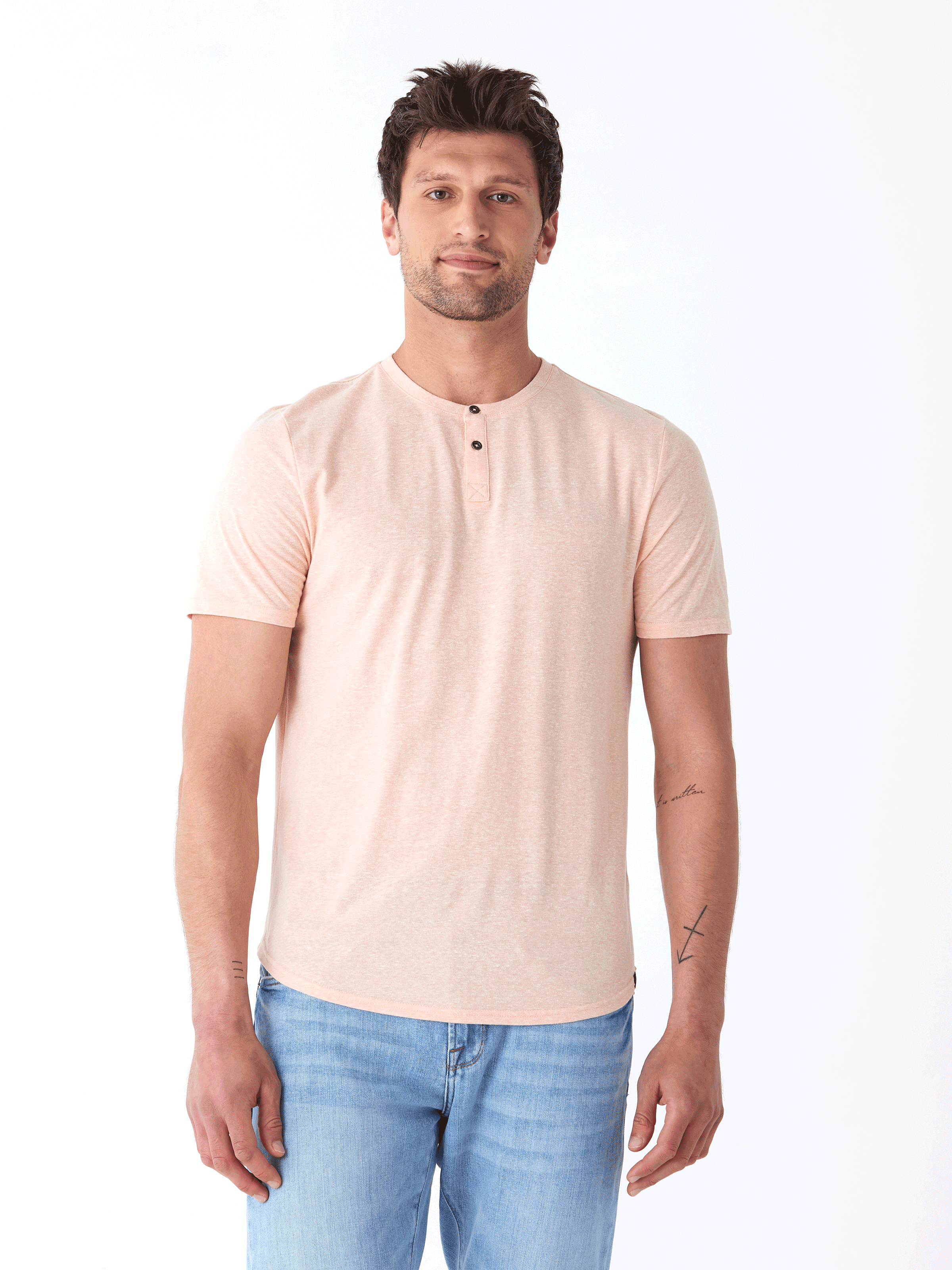 Baseline Short Sleeve Triblend Henley Shirt - Classic Comfort Fit
