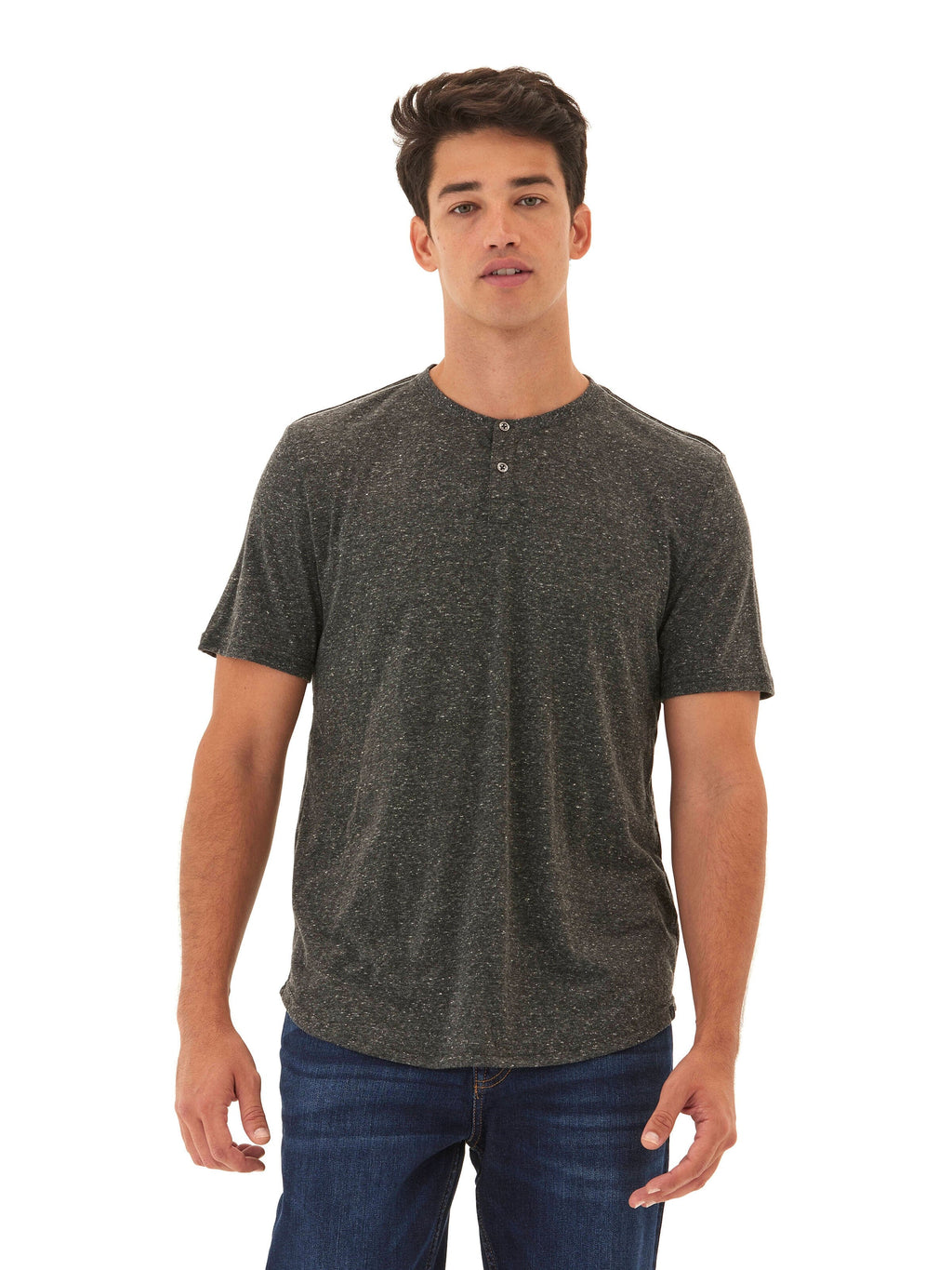 Baseline Short Sleeve Triblend Henley - Soft Casual Knit Tee