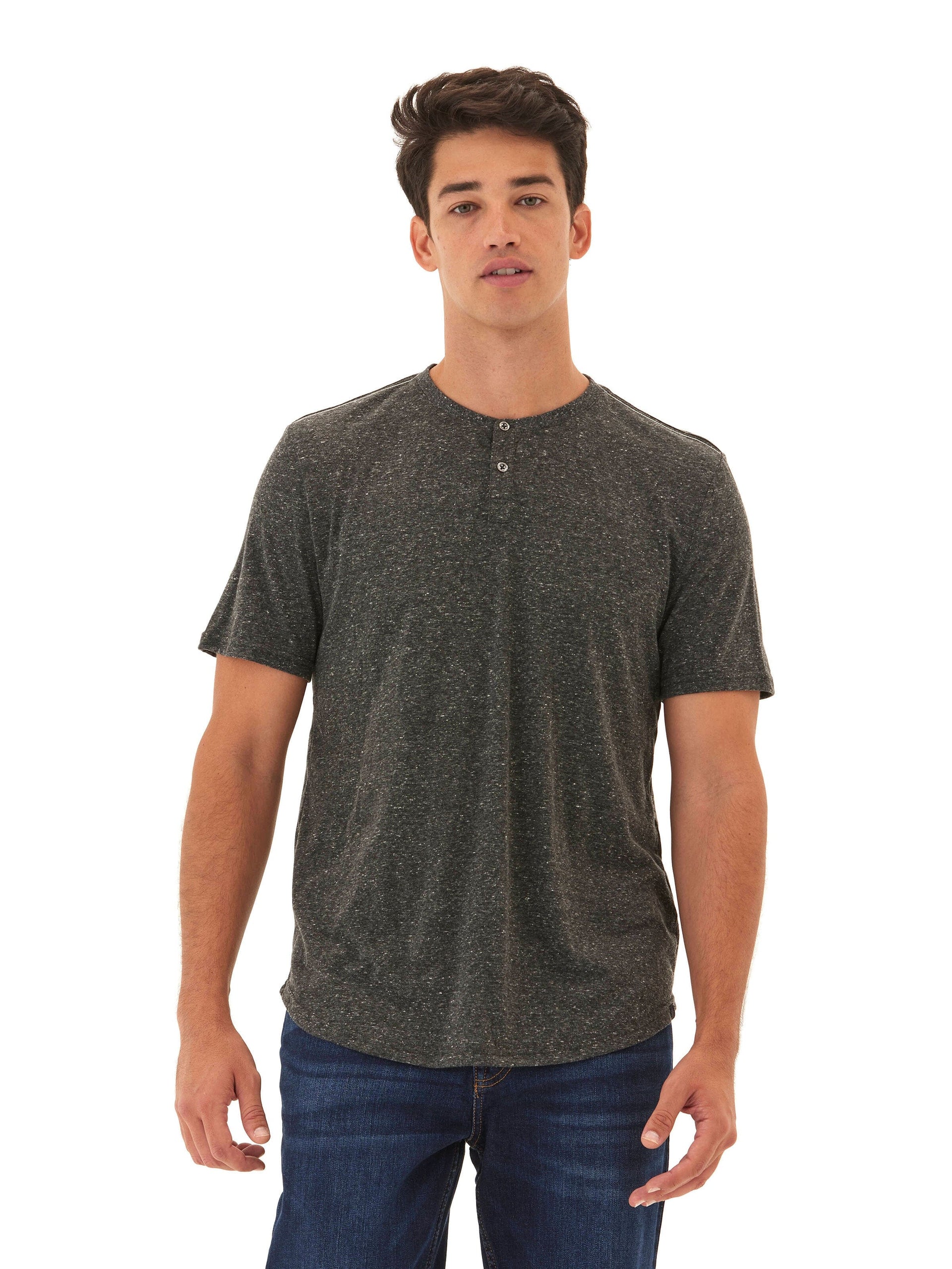 Baseline Short Sleeve Triblend Henley - Soft Casual Knit Tee