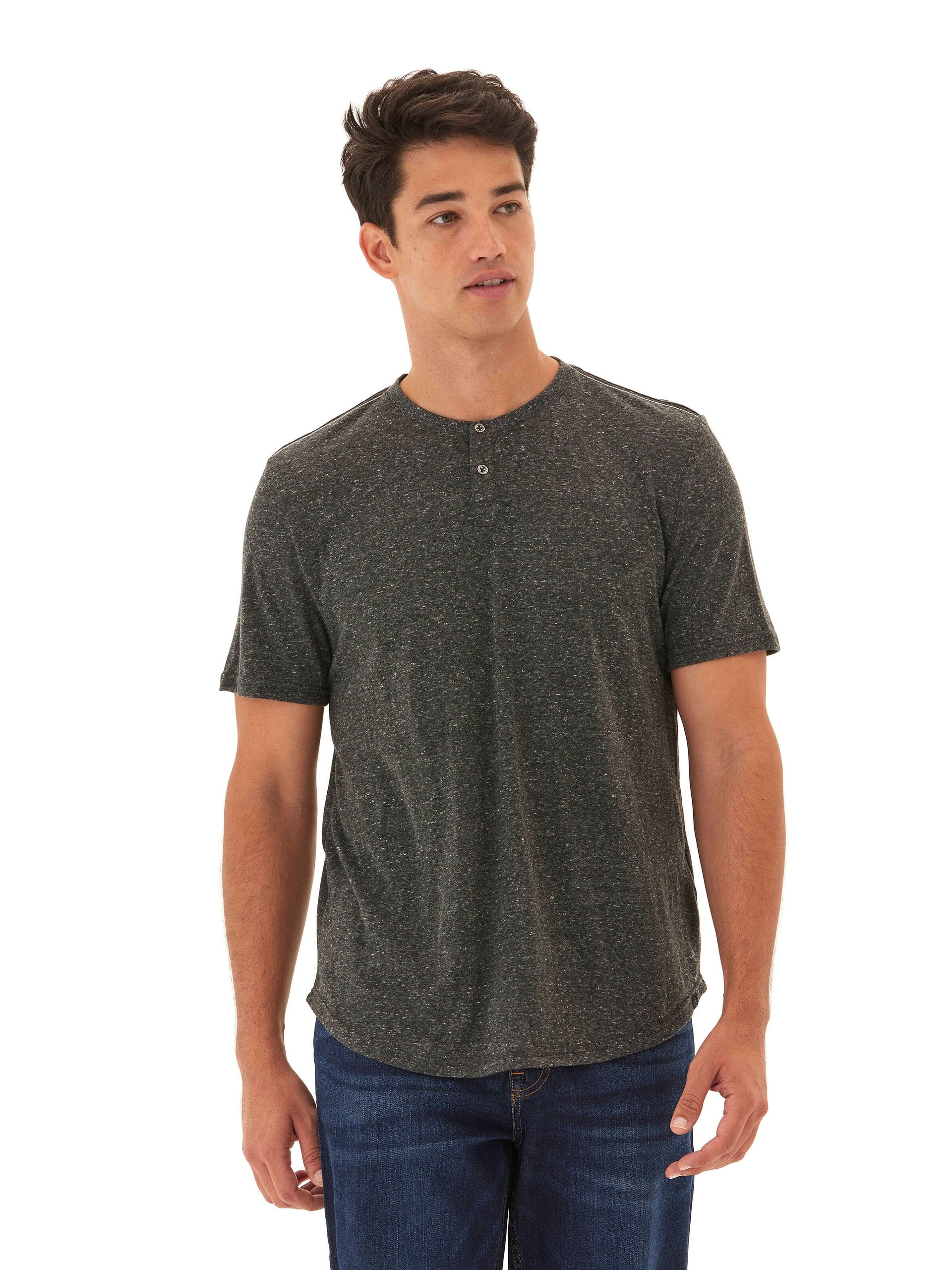 Baseline Short Sleeve Triblend Henley - Soft Casual Knit Tee