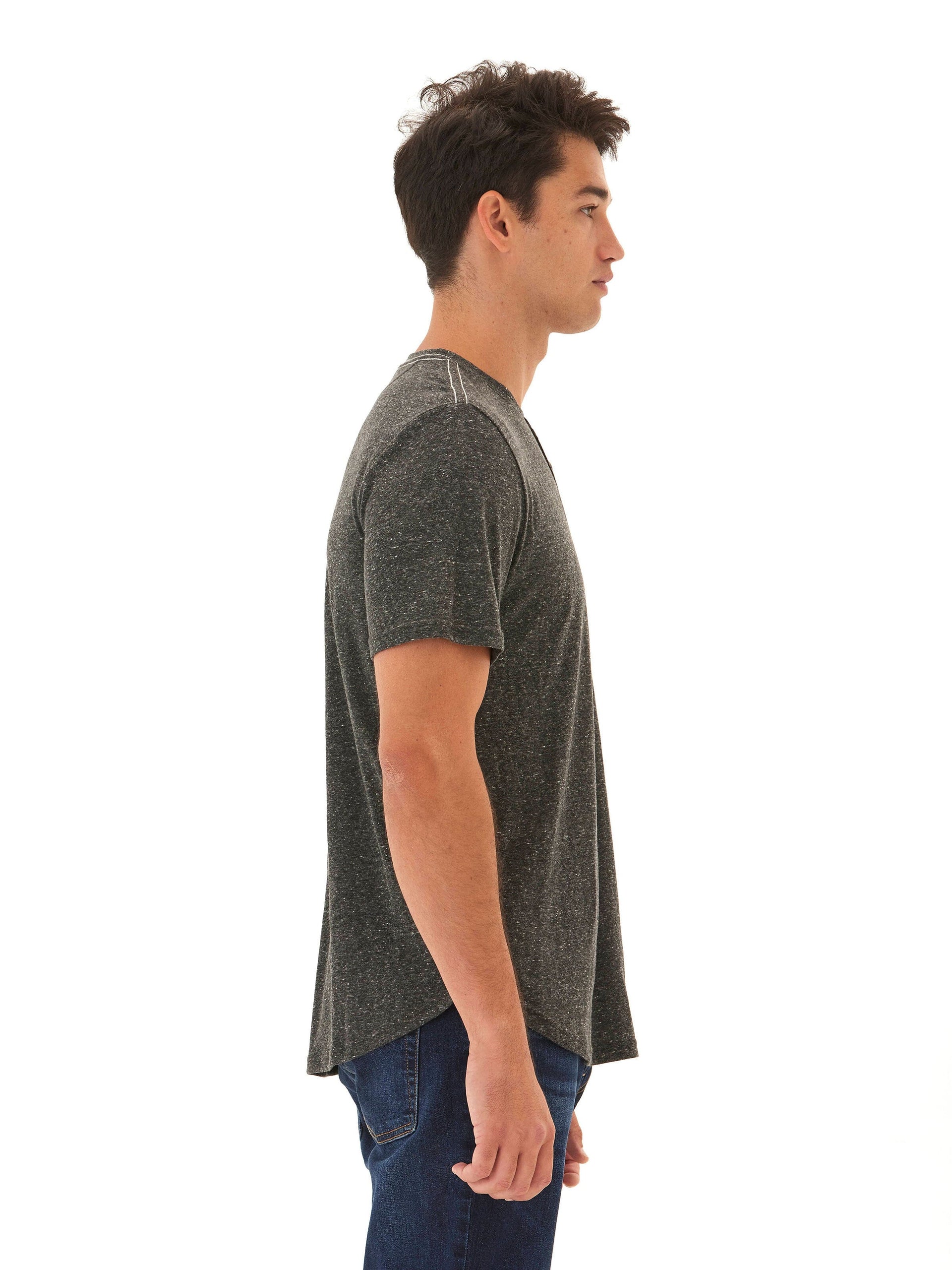Baseline Short Sleeve Triblend Henley - Soft Casual Knit Tee