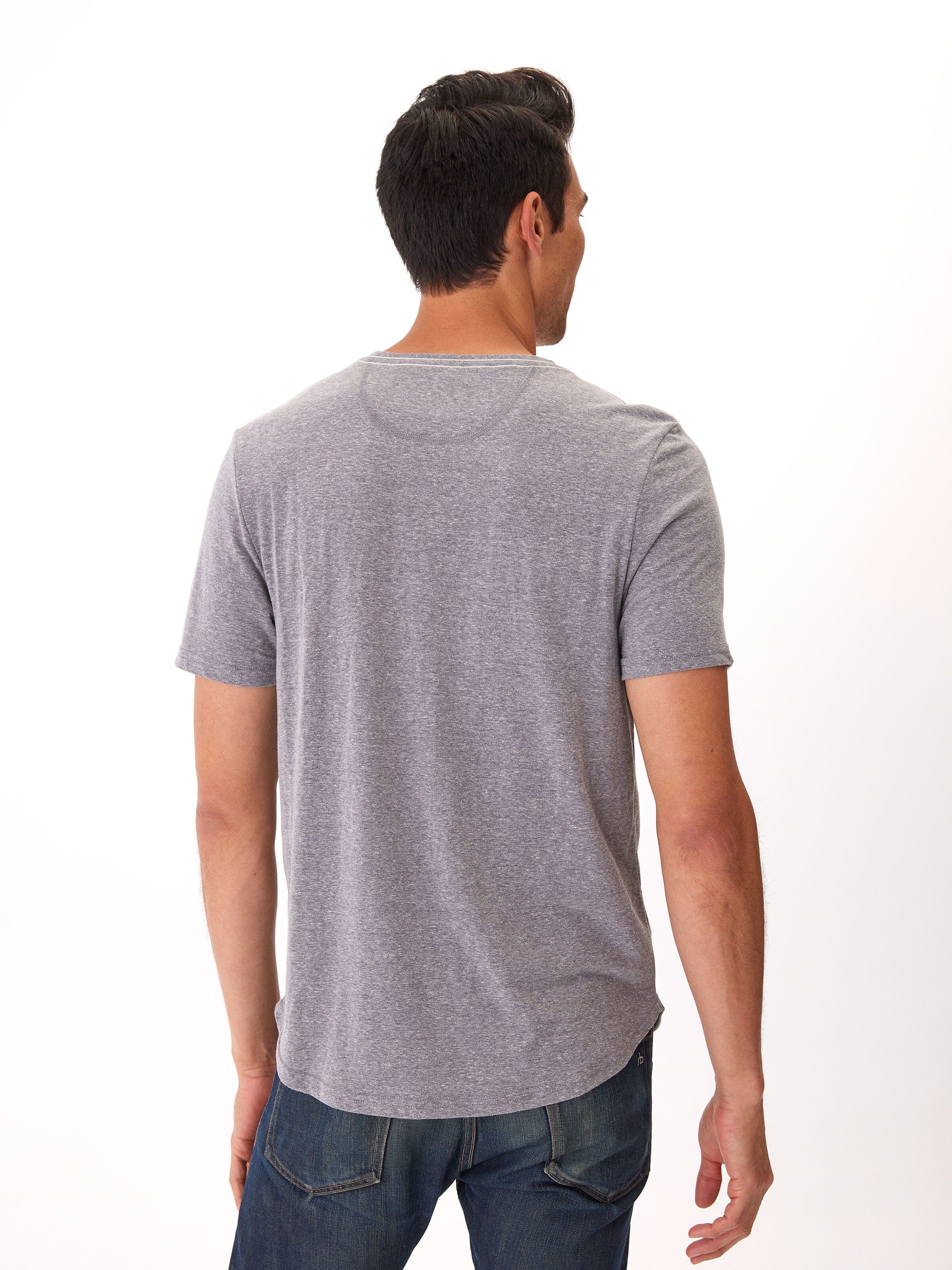 Men's Baseline Triblend Short Sleeve Henley Shirt in Grey