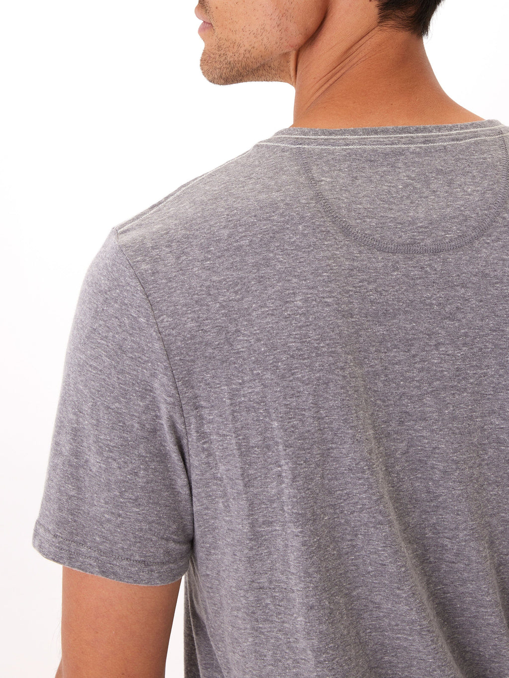 Men's Baseline Triblend Short Sleeve Henley Shirt in Grey