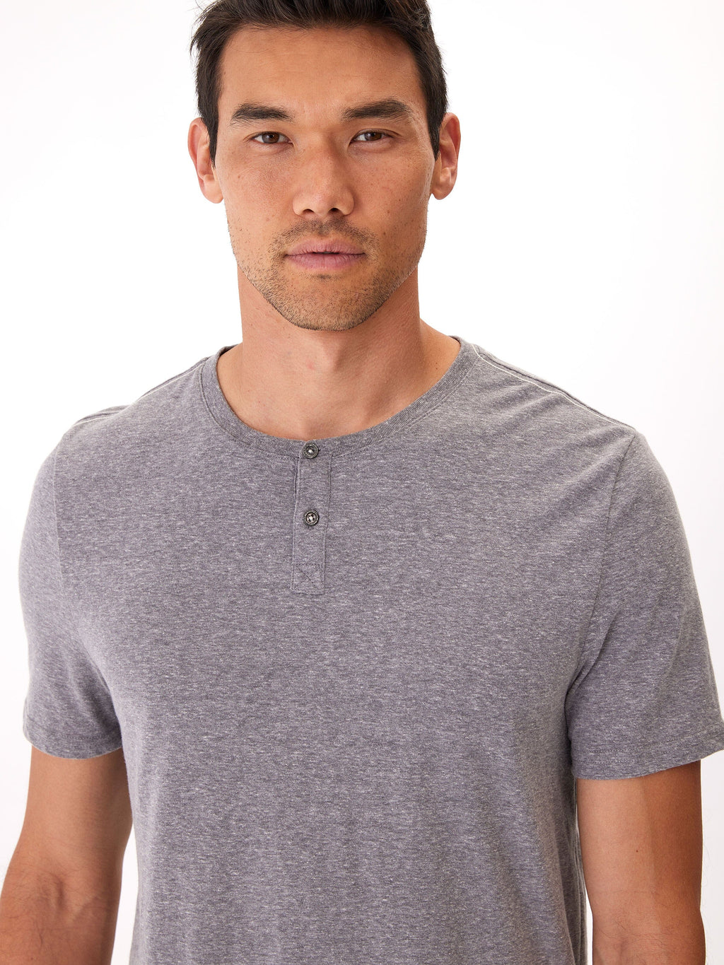 Men's Baseline Triblend Short Sleeve Henley Shirt in Grey