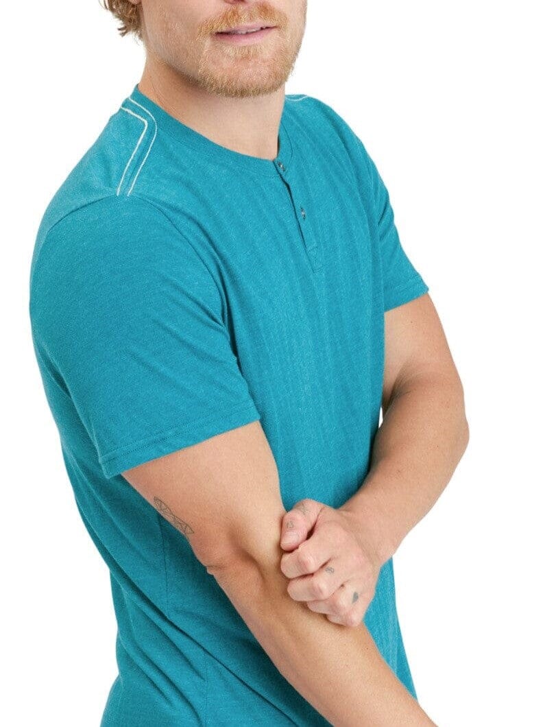 Baseline Short Sleeve Triblend Henley in Teal
