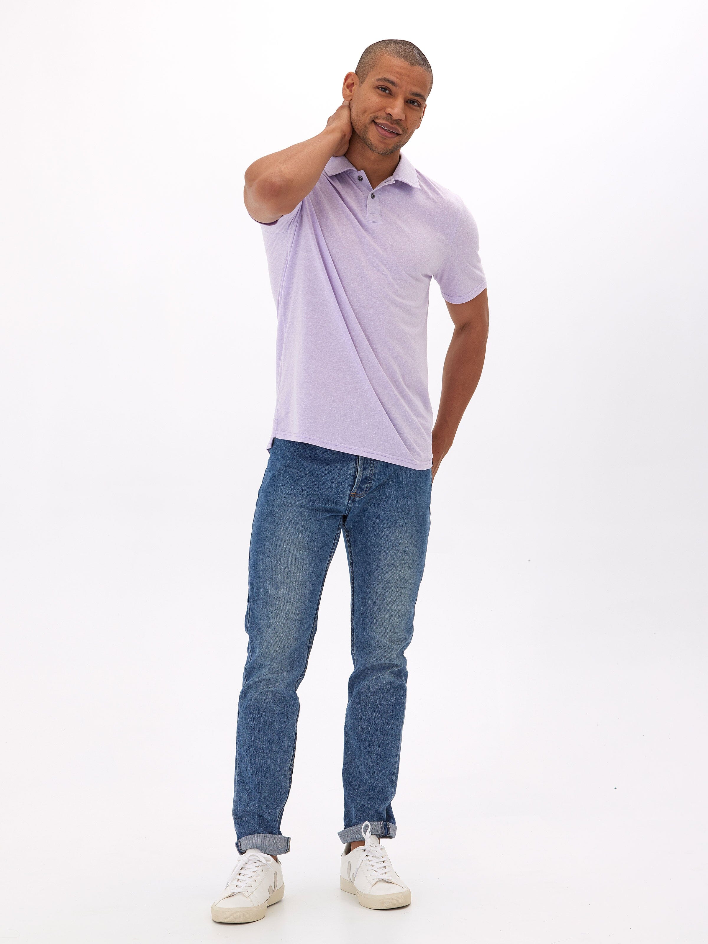 Baseline Triblend Jersey Polo in Light-Purple