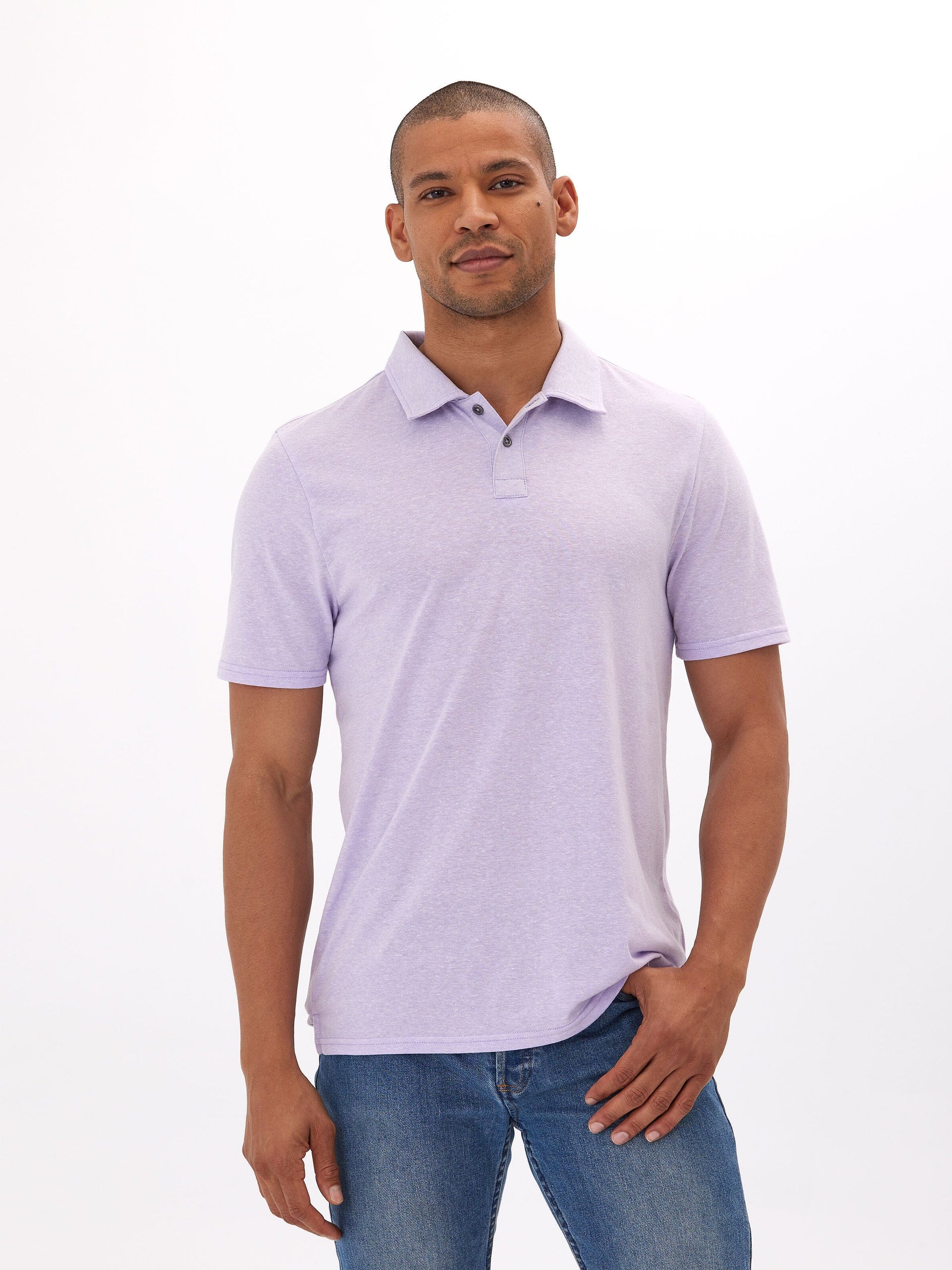 Baseline Triblend Jersey Polo in Light-Purple