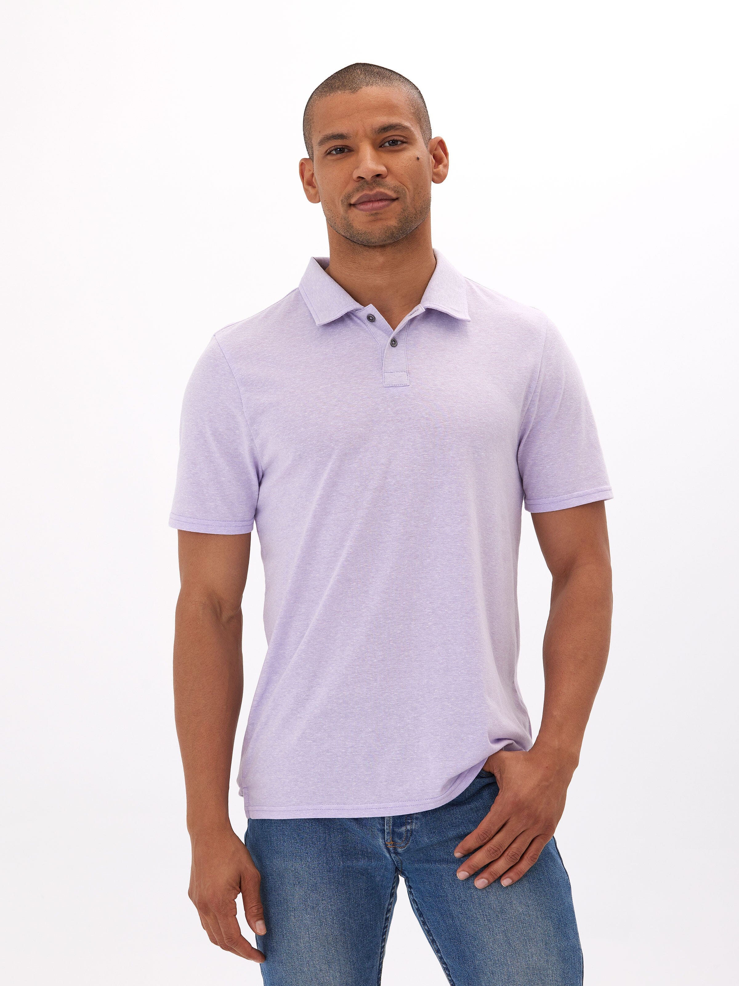 Baseline Triblend Jersey Polo in Light-Purple