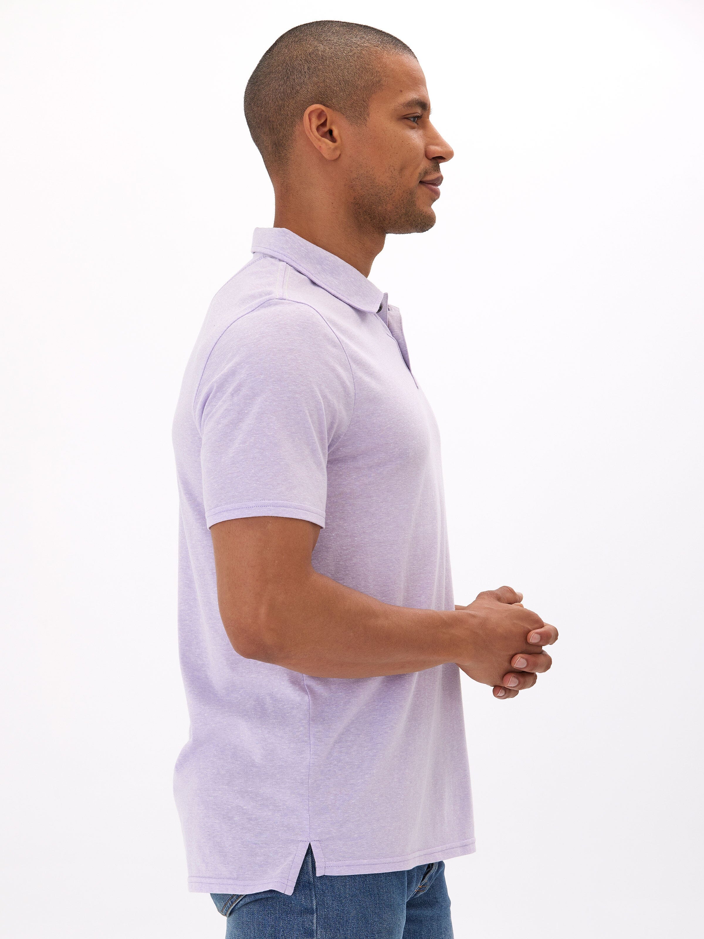 Baseline Triblend Jersey Polo in Light-Purple
