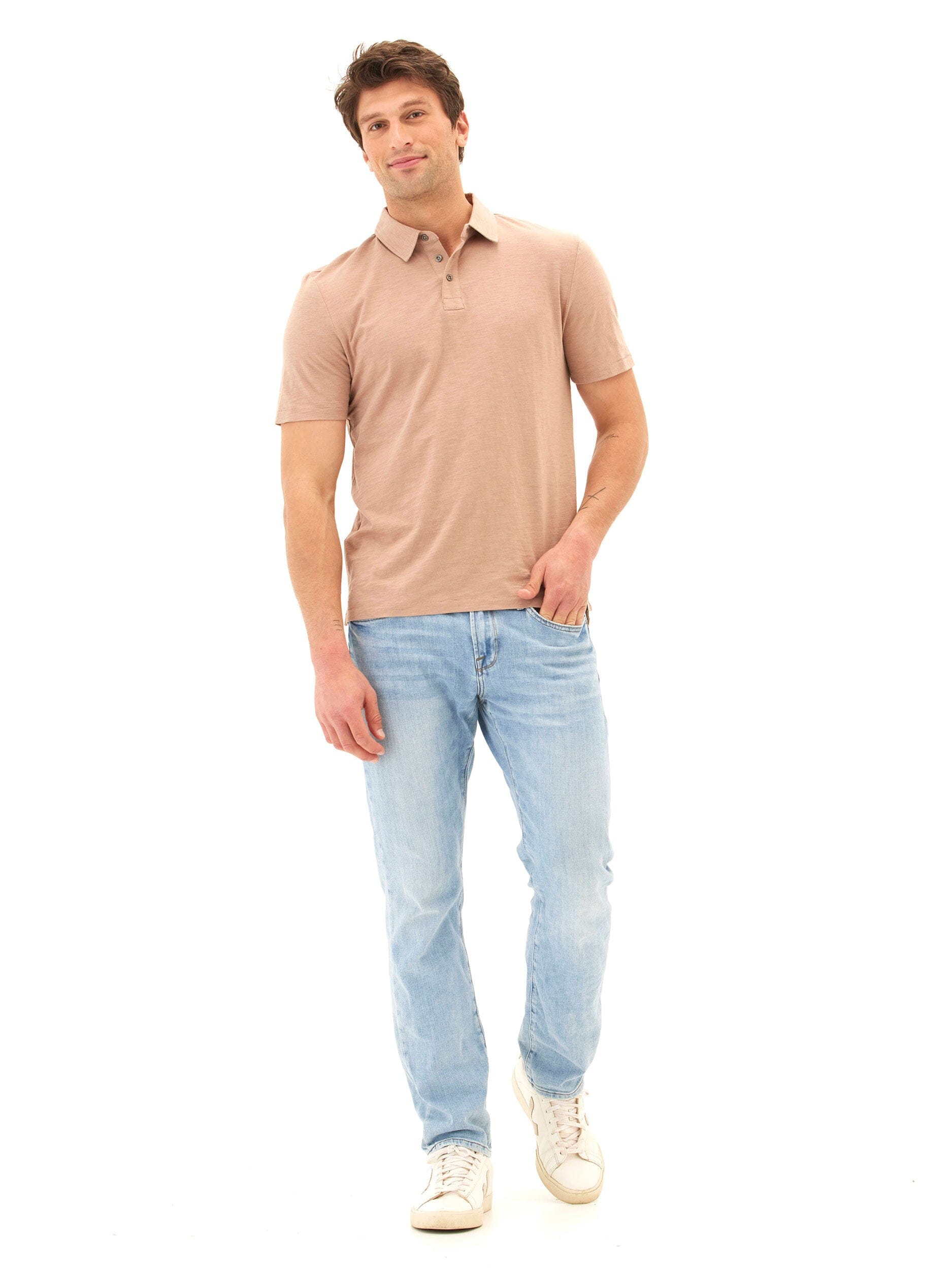 Organic Cotton Slub Jersey Polo Shirt - Sustainable Everyday Wear