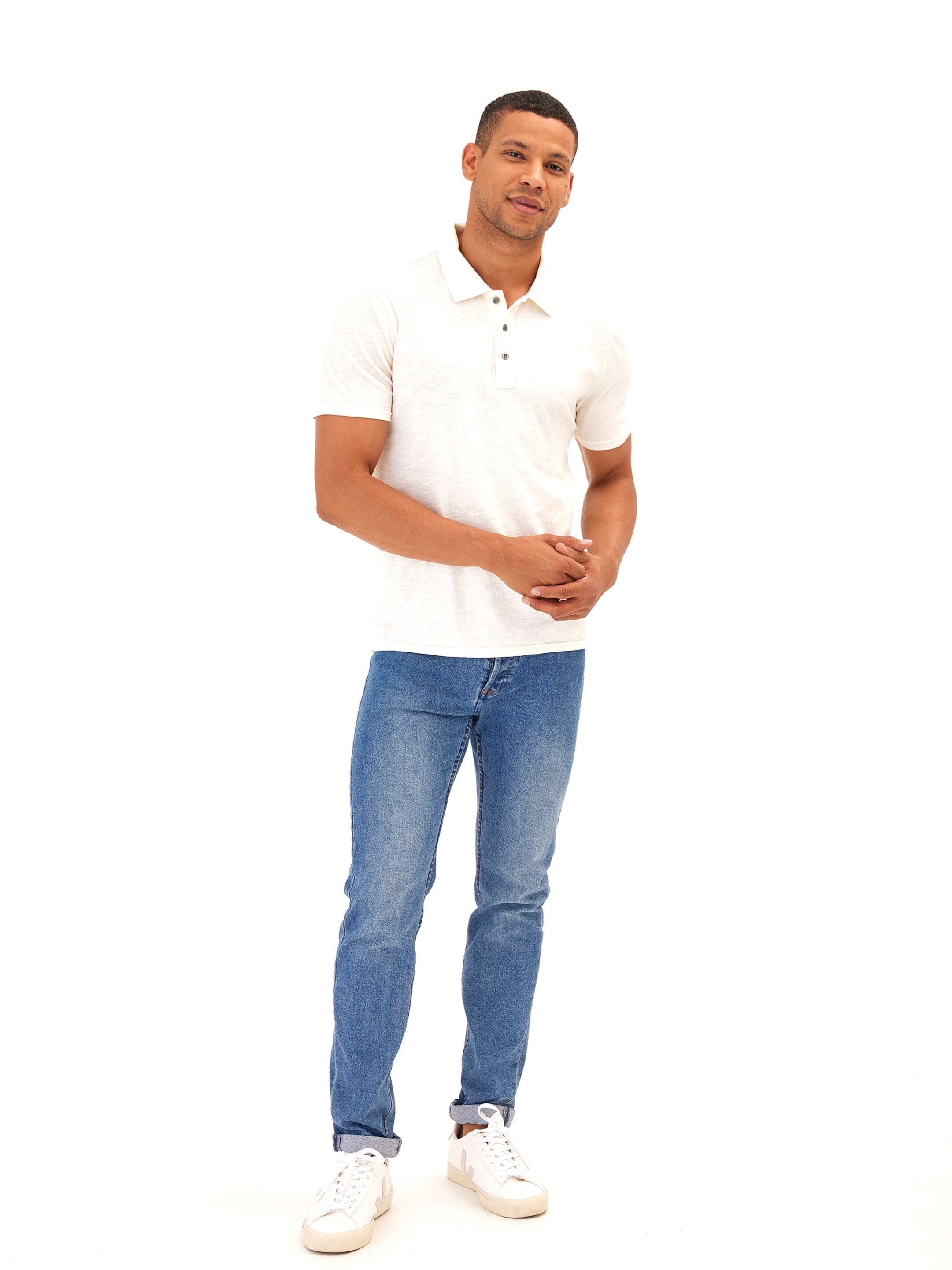 Men's Slub Jersey Polo - Organic Cotton Minimalist Classic