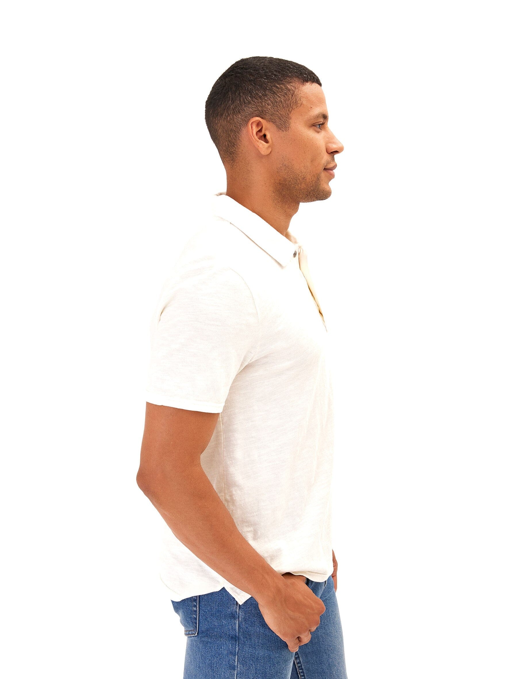 Men's Slub Jersey Polo - Organic Cotton Minimalist Classic