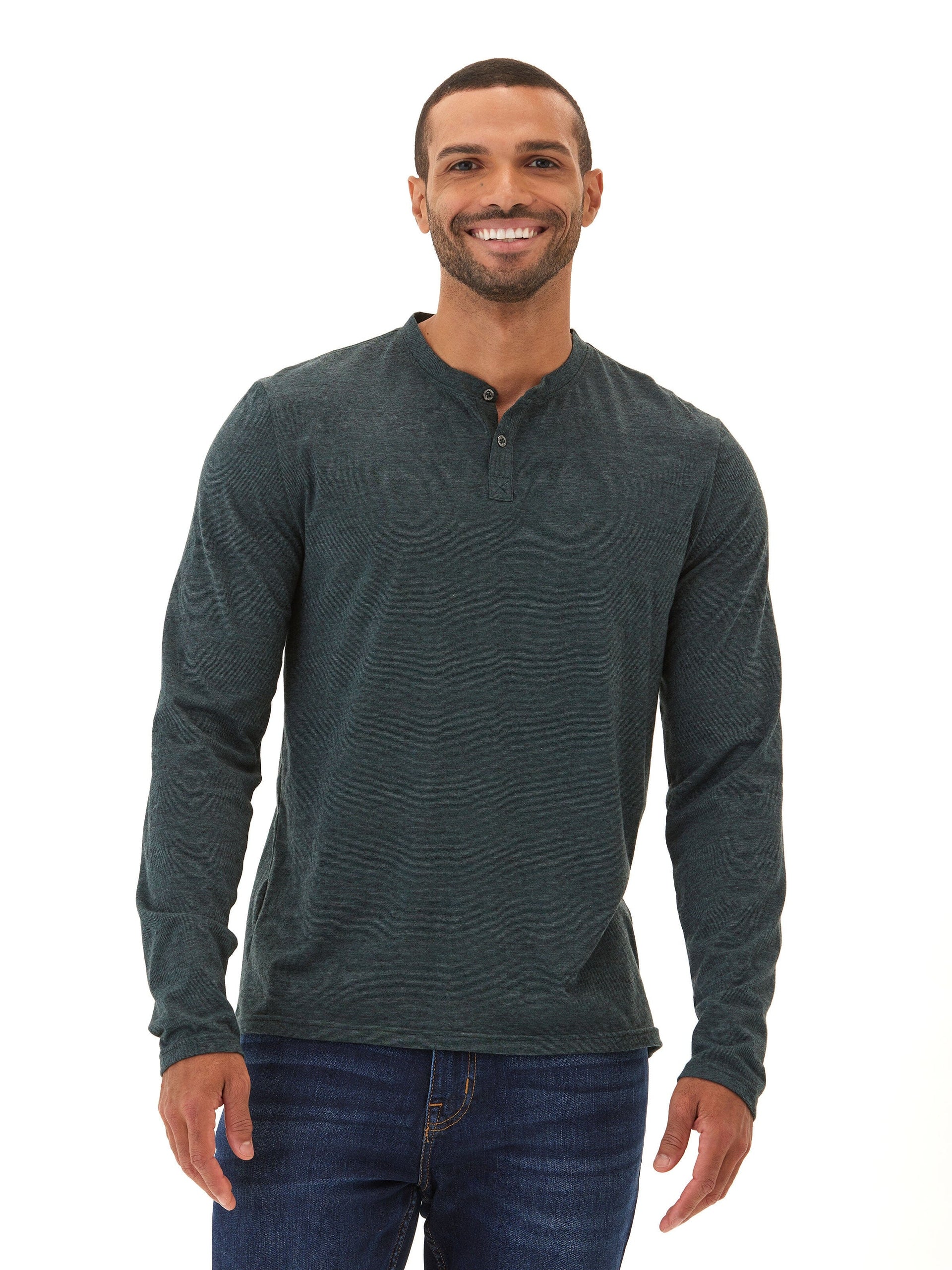 Black Fleck Long Sleeve Triblend Henley Shirt