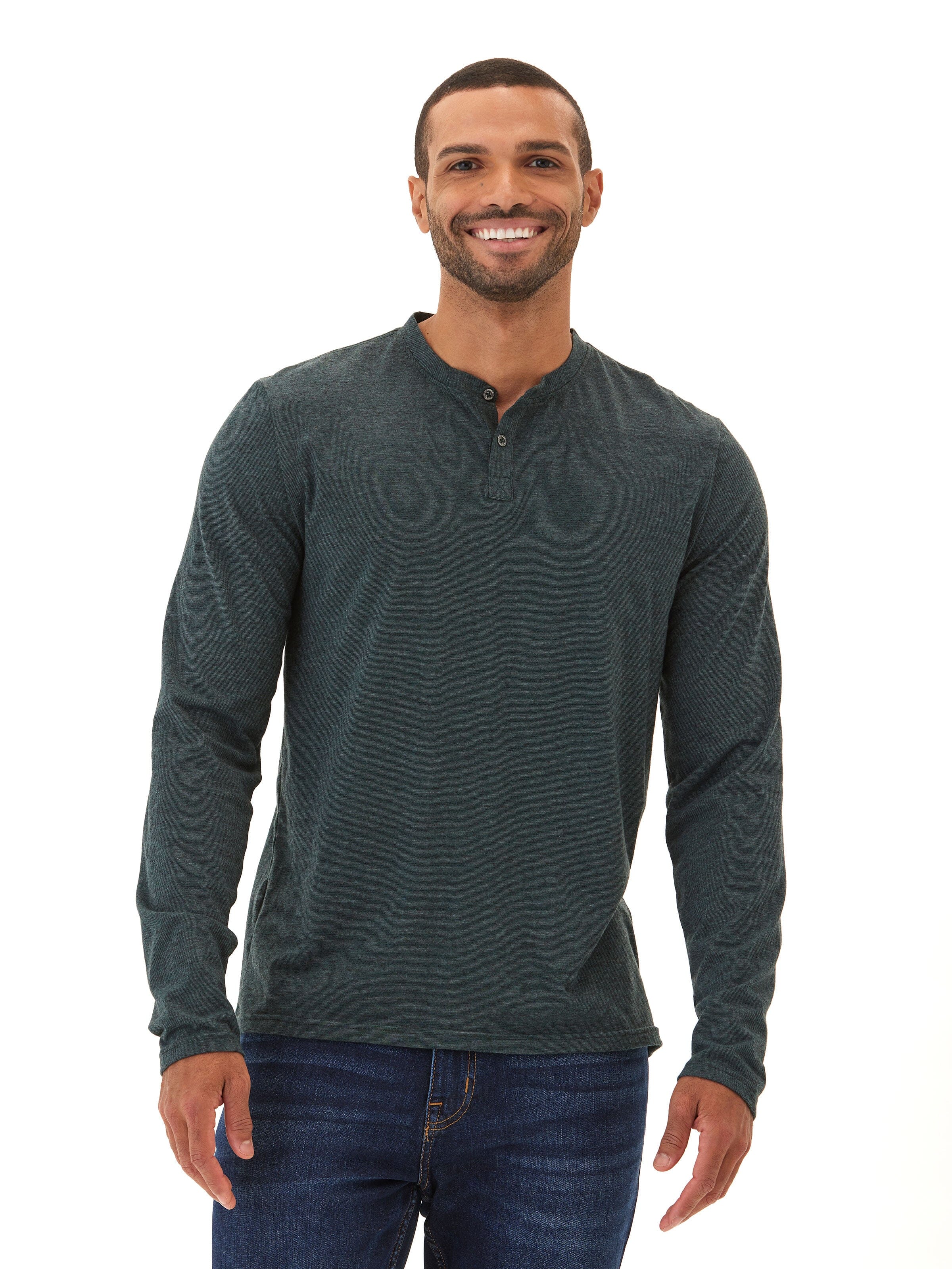 Black Fleck Long Sleeve Triblend Henley Shirt