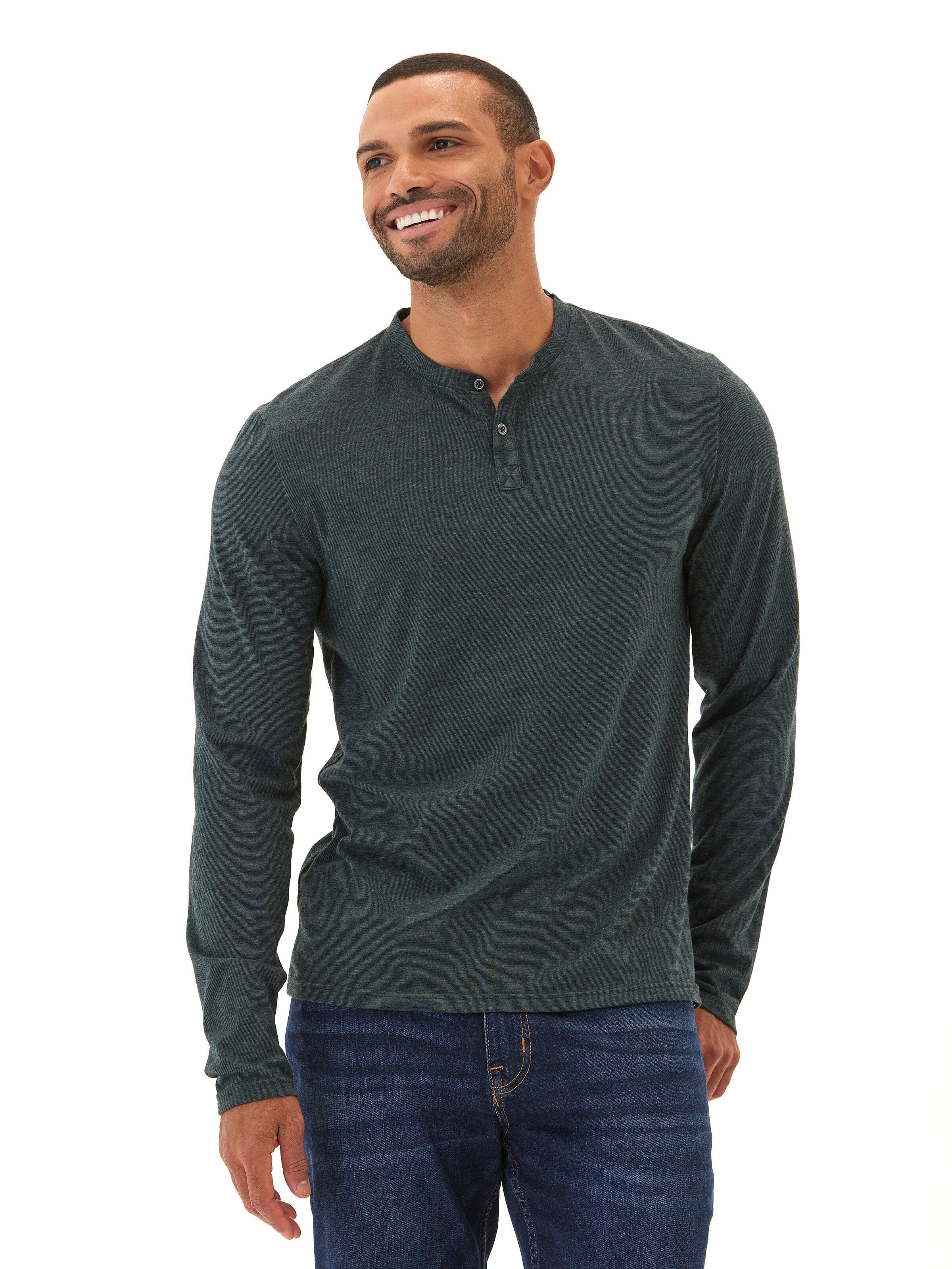 Black Fleck Long Sleeve Triblend Henley Shirt